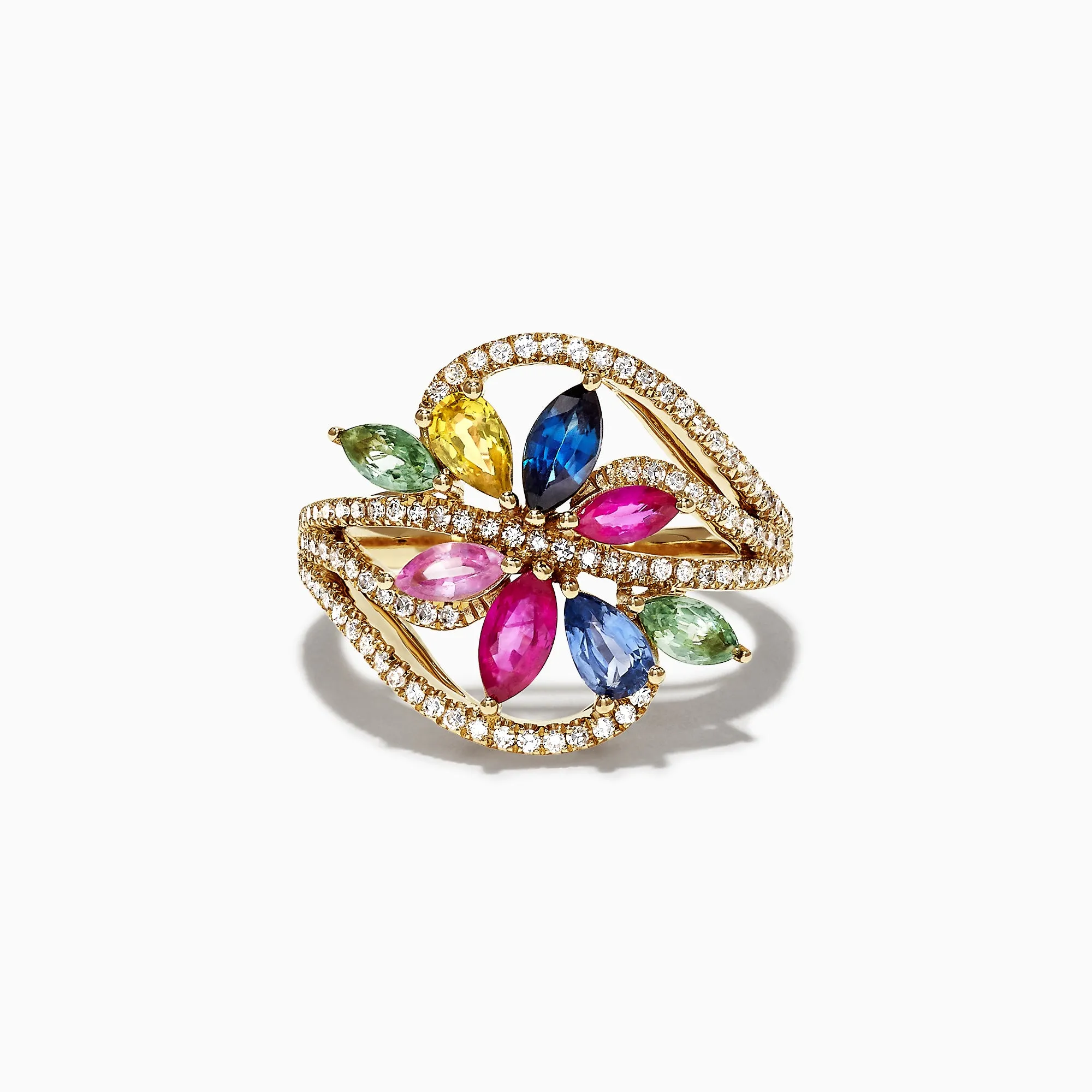 Watercolors 14K Yellow Gold Multi Sapphire & Diamond Ring, 2.15 TCW sold by Effy