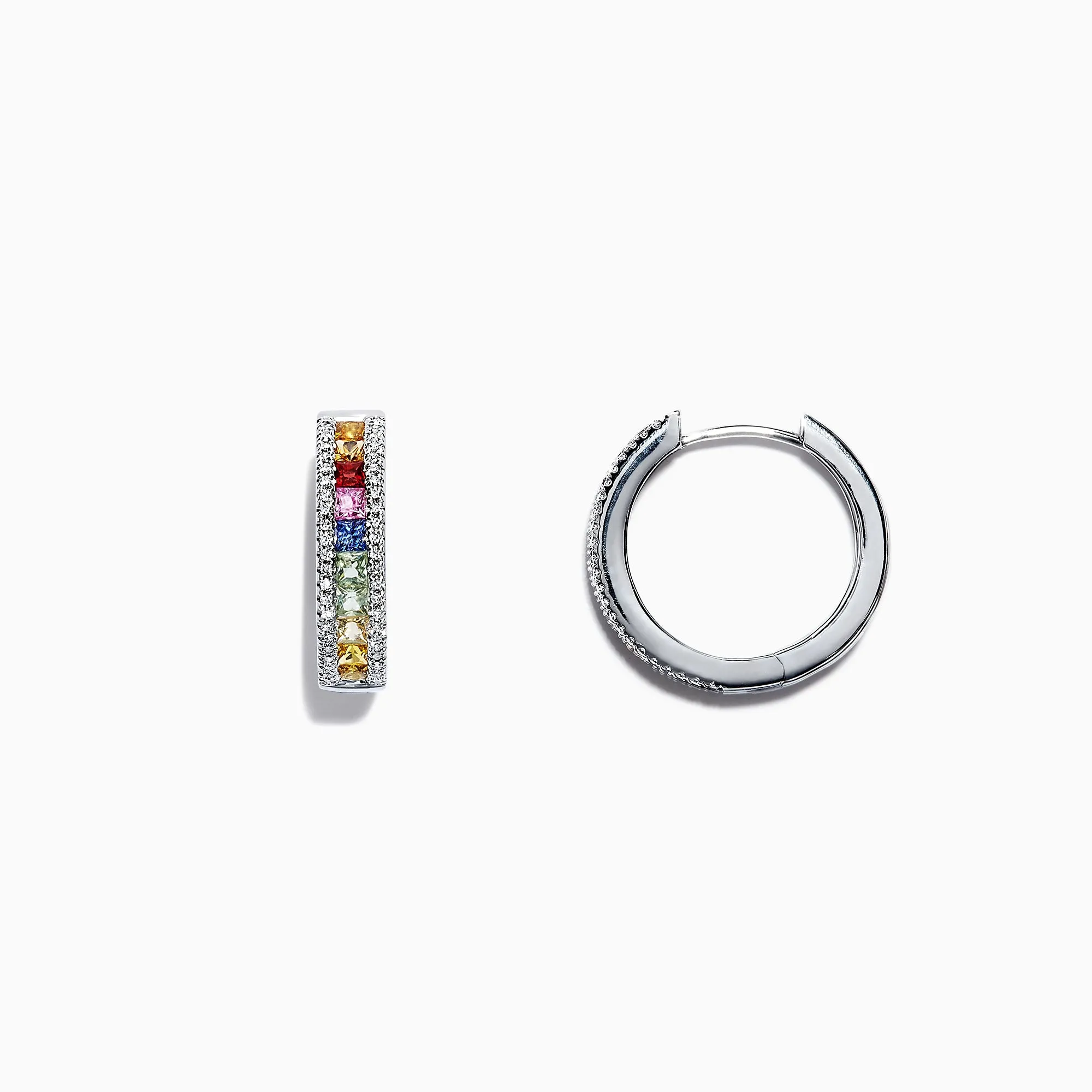Watercolors 14K White Gold Multi Sapphire & Diamond Hoop Earrings sold by Effy product image thumbnail 2