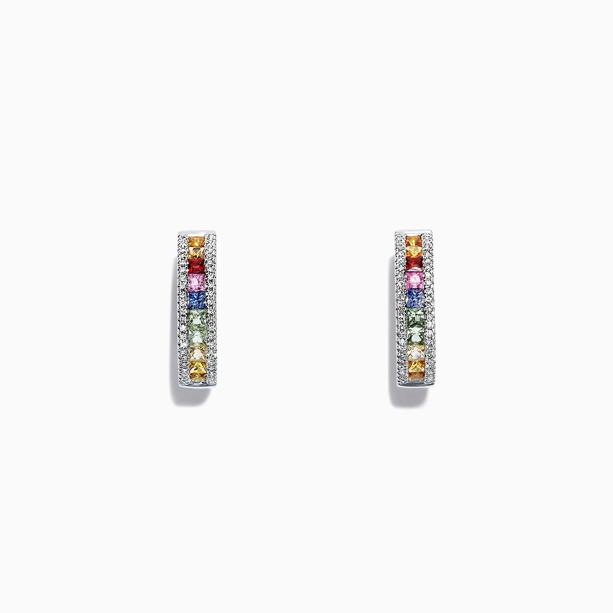 Watercolors 14K White Gold Multi Sapphire & Diamond Hoop Earrings sold by Effy