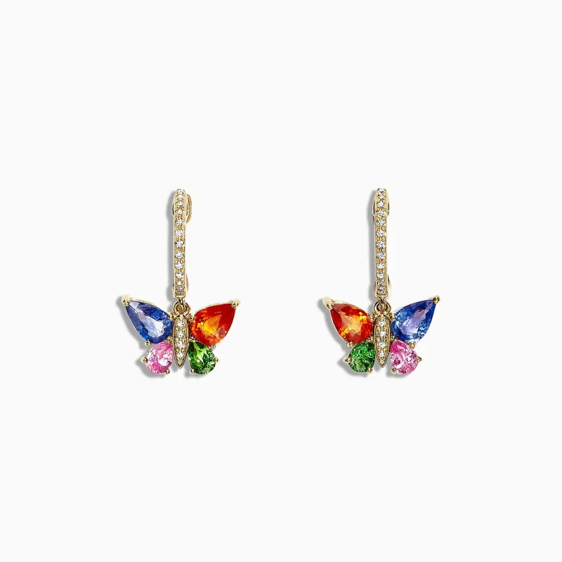 Watercolors 14K Gold Sapphire & Diamond Butterfly Earrings, 2.97 TCW sold by Effy