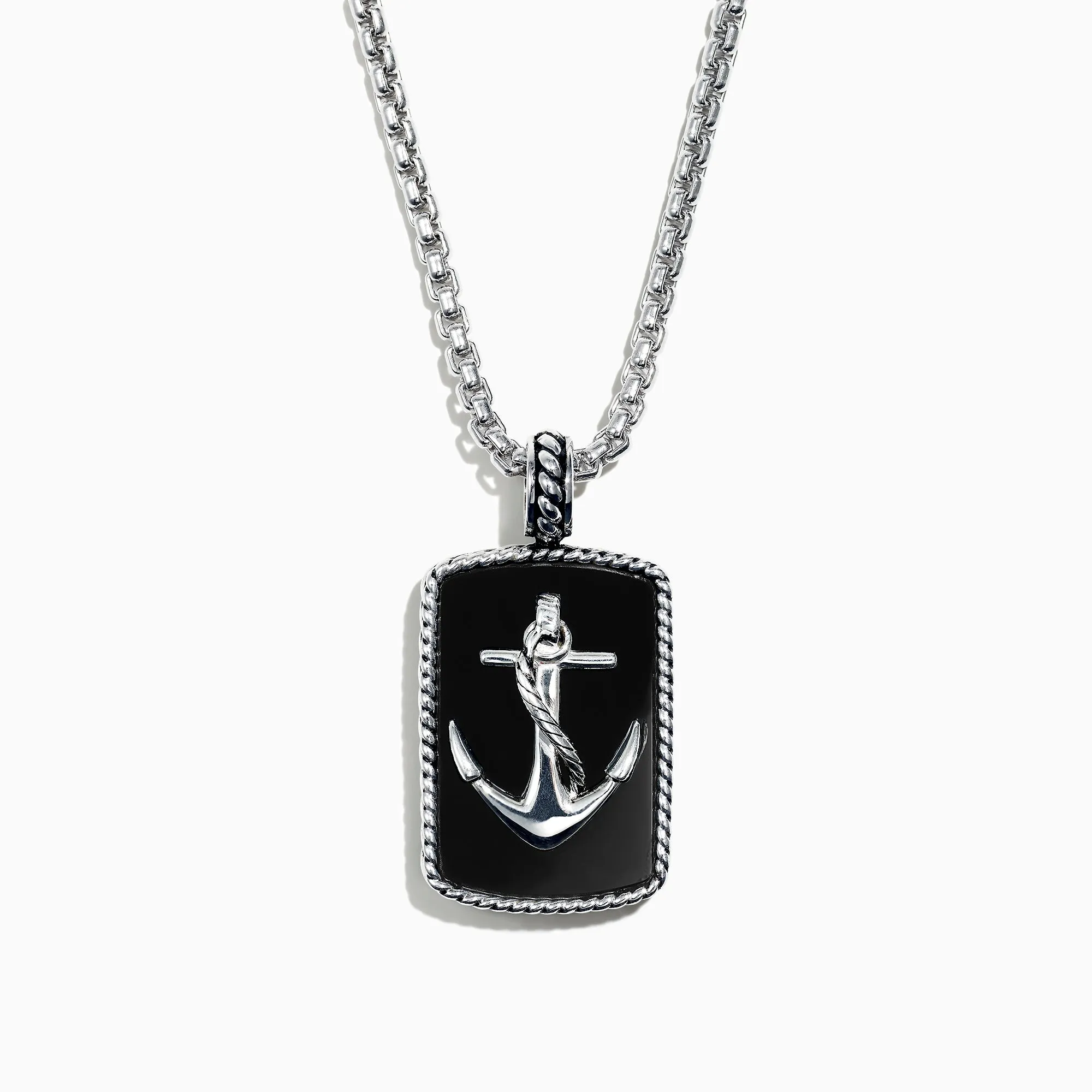 Men's Sterling Silver Onyx Anchor Dog Tag Pendant, 18.85 TCW sold by Effy
