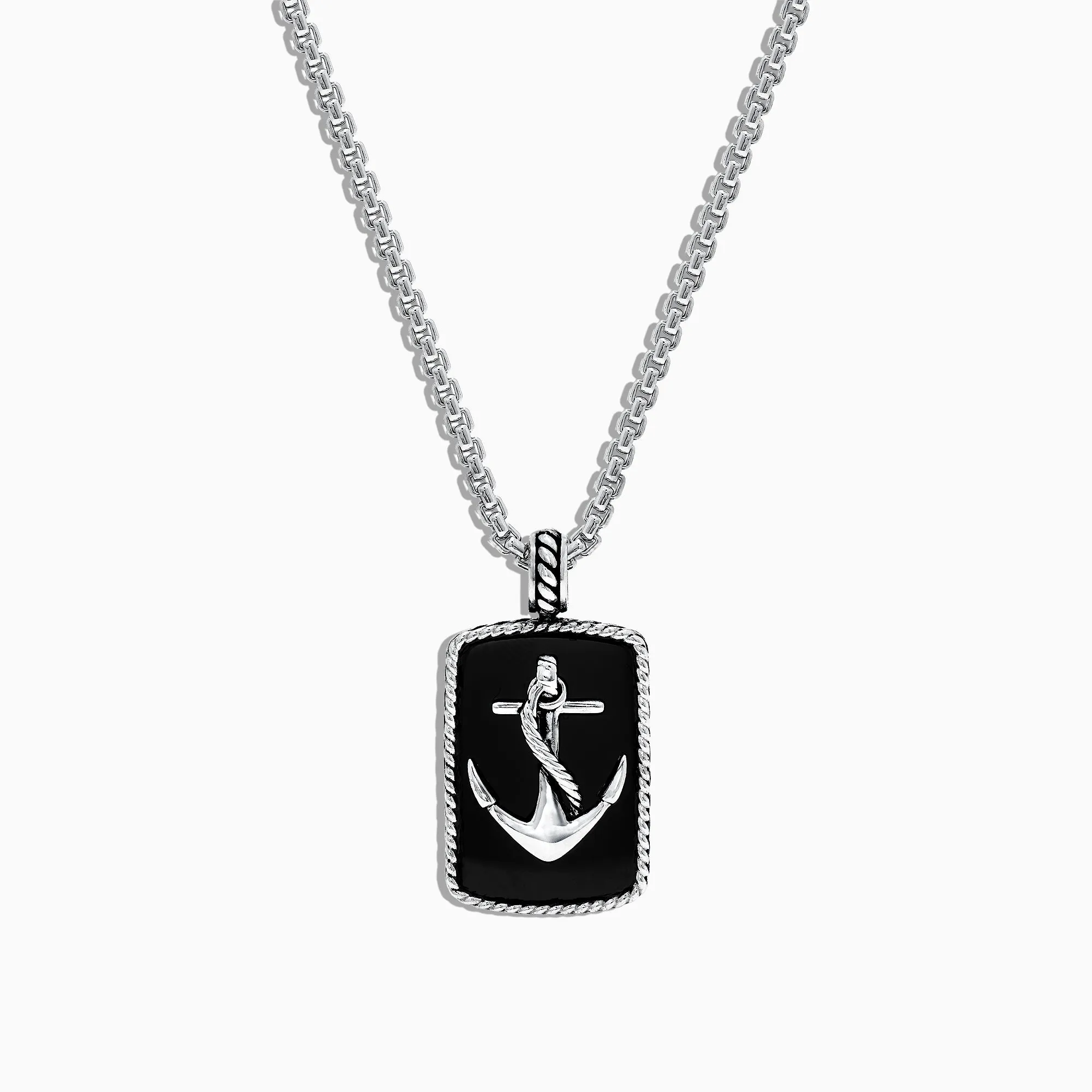 Men's Sterling Silver Onyx Anchor Dog Tag Pendant, 18.85 TCW sold by Effy product image thumbnail 2