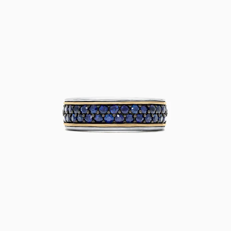 Men's Sterling Silver & 18K Yellow Gold Blue Sapphire Ring, 1.45 TCW sold by Effy