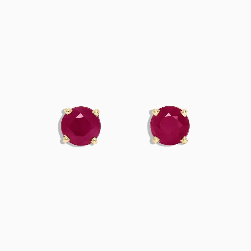 Ruby Royale 14K Yellow Gold Round Solitaire Ruby Stud Earrings, 1.14 TCW sold by Effy