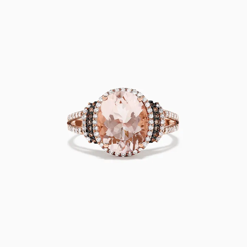 14K Rose Gold Morganite and Diamond Ring, 3.42 TCW sold by Effy