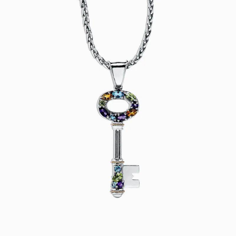 925 Sterling Silver & 18K Gold Multi Gemstone Key Pendant, 2.29 TCW sold by Effy