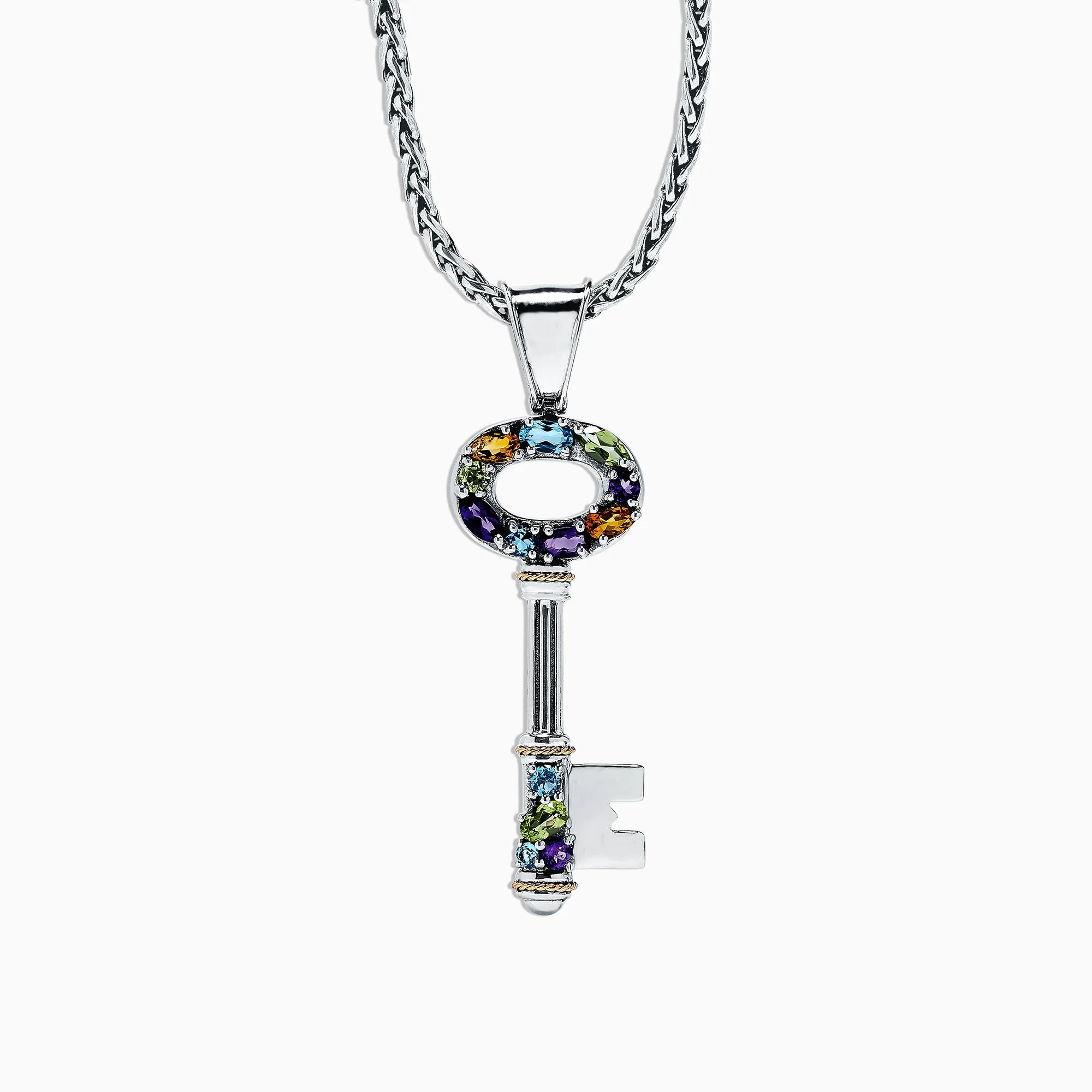 925 Sterling Silver & 18K Gold Multi Gemstone Key Pendant, 2.29 TCW sold by Effy