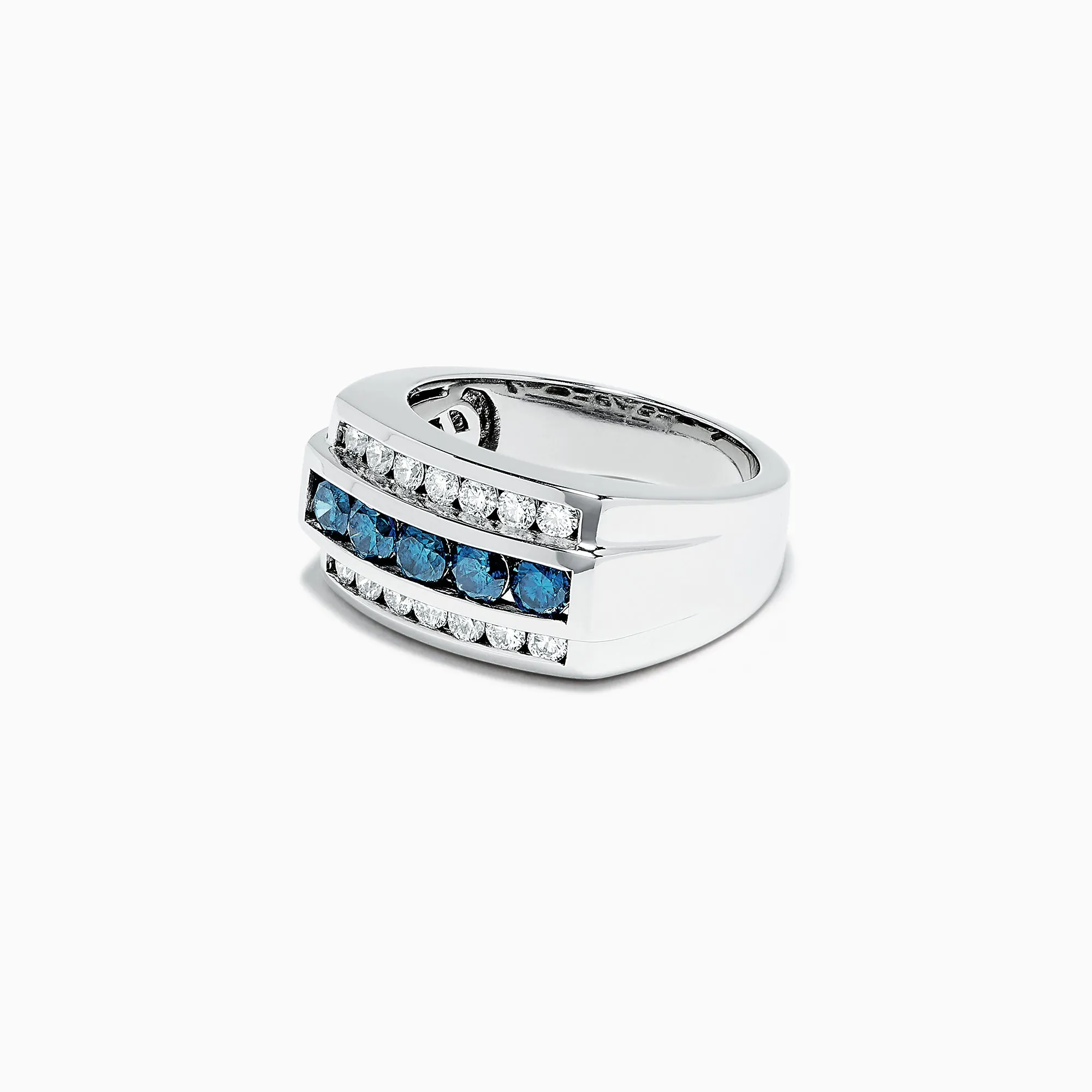 Men's 14K White Gold Blue and White Diamond Ring, 1.67 TCW sold by Effy product image thumbnail 2