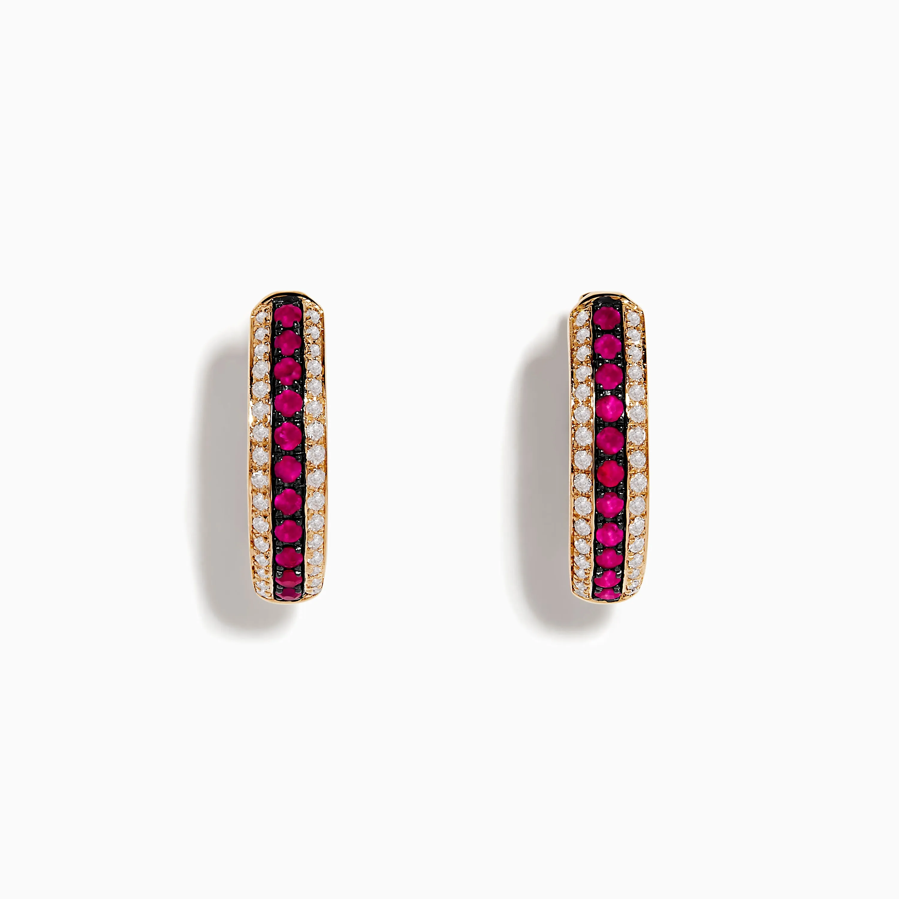 Ruby Royale 14K Rose Gold Ruby and Diamond Hoop Earrings, 0.55 TCW sold by Effy