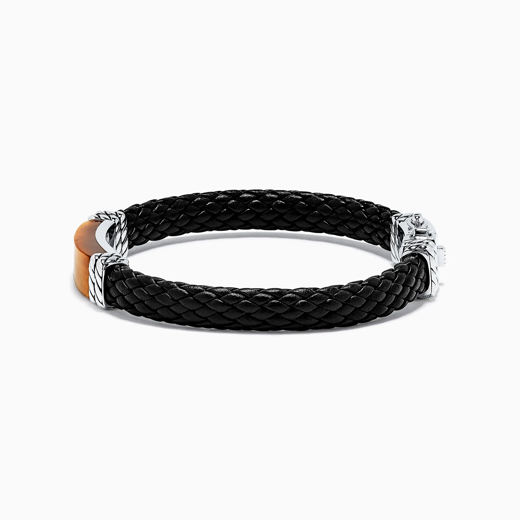 Men's Sterling Silver Leather Tiger's Eye Bracelet, 12.00 TCW sold by Effy product image thumbnail 2
