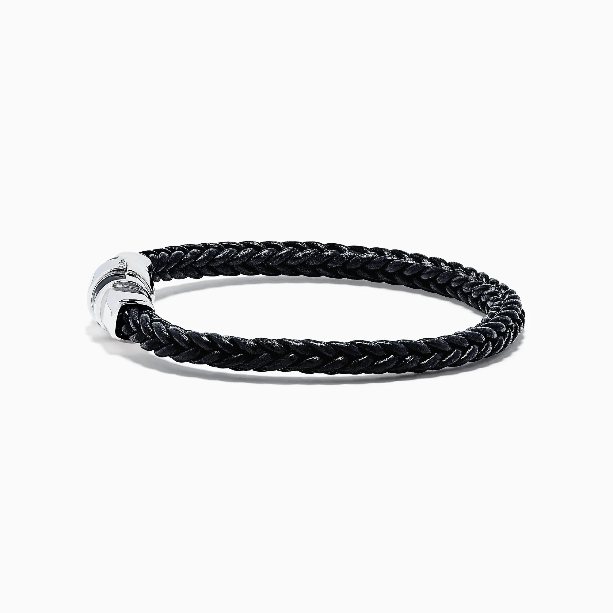 Men's Sterling Silver and Black Agate Leather Bracelet sold by Effy product image thumbnail 2