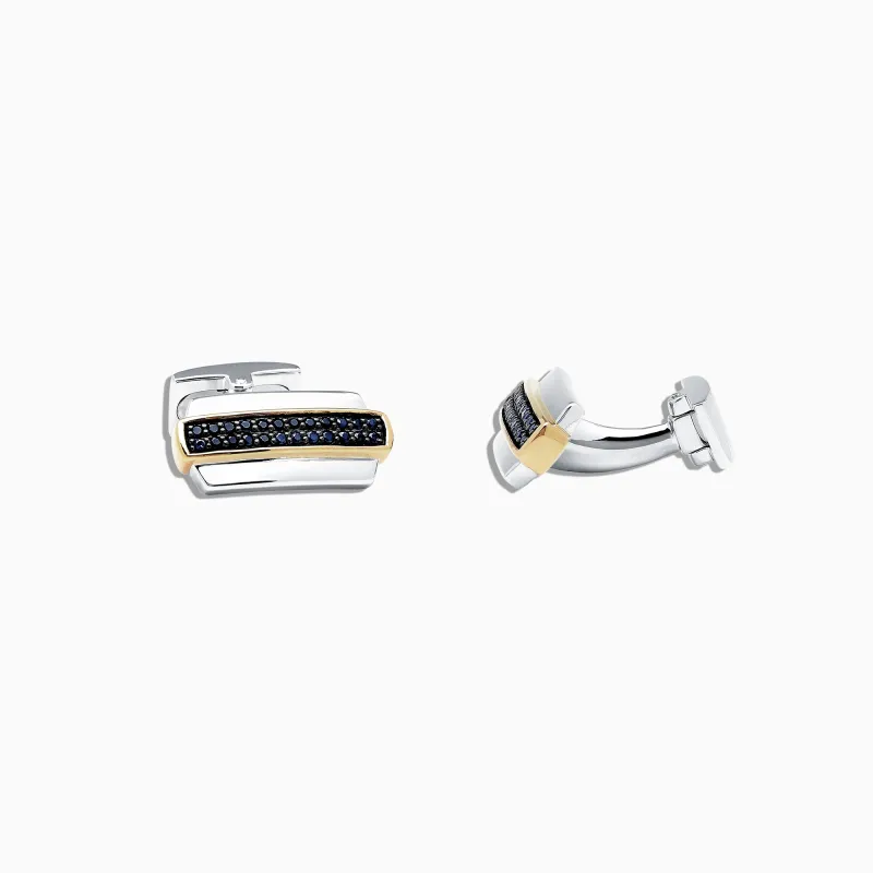 Men's Sterling Silver and Black Sapphire Cufflinks, 0.62 TCW sold by Effy
