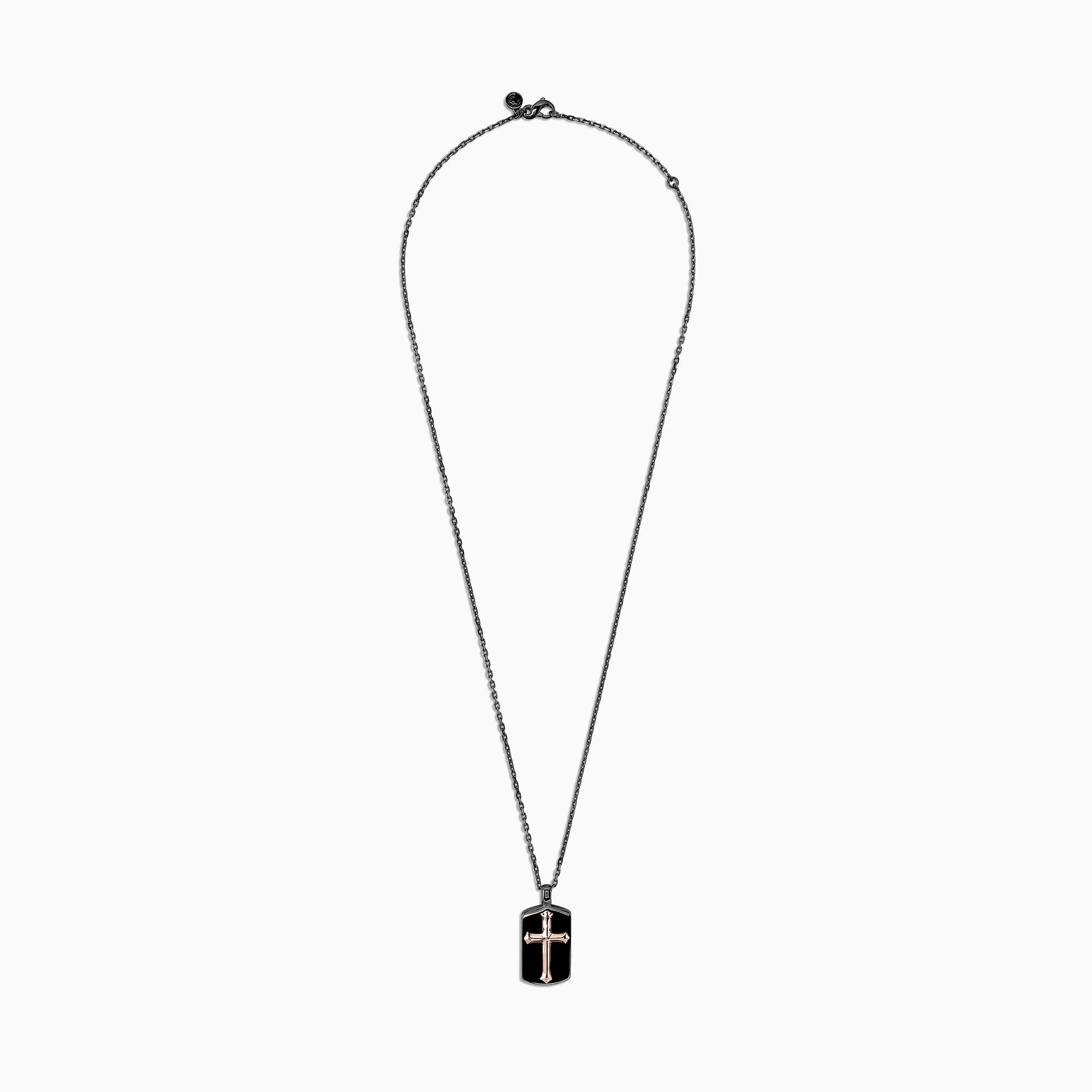Men's Rhodium Sterling Silver and Rose Gold Plated Cross Pendant sold by Effy product image thumbnail 2