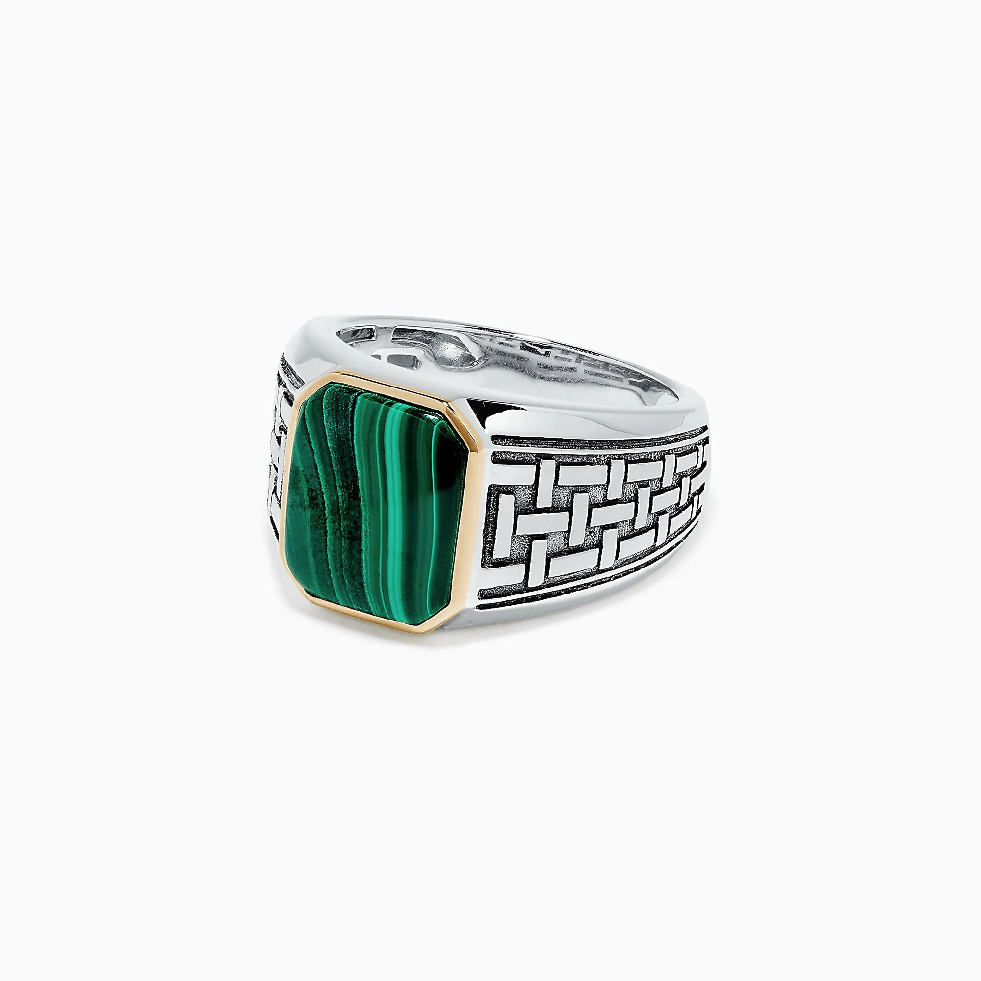 Men's Sterling Silver and 14K Yellow Gold Malachite Ring, 6.05 TCW sold by Effy product image thumbnail 3