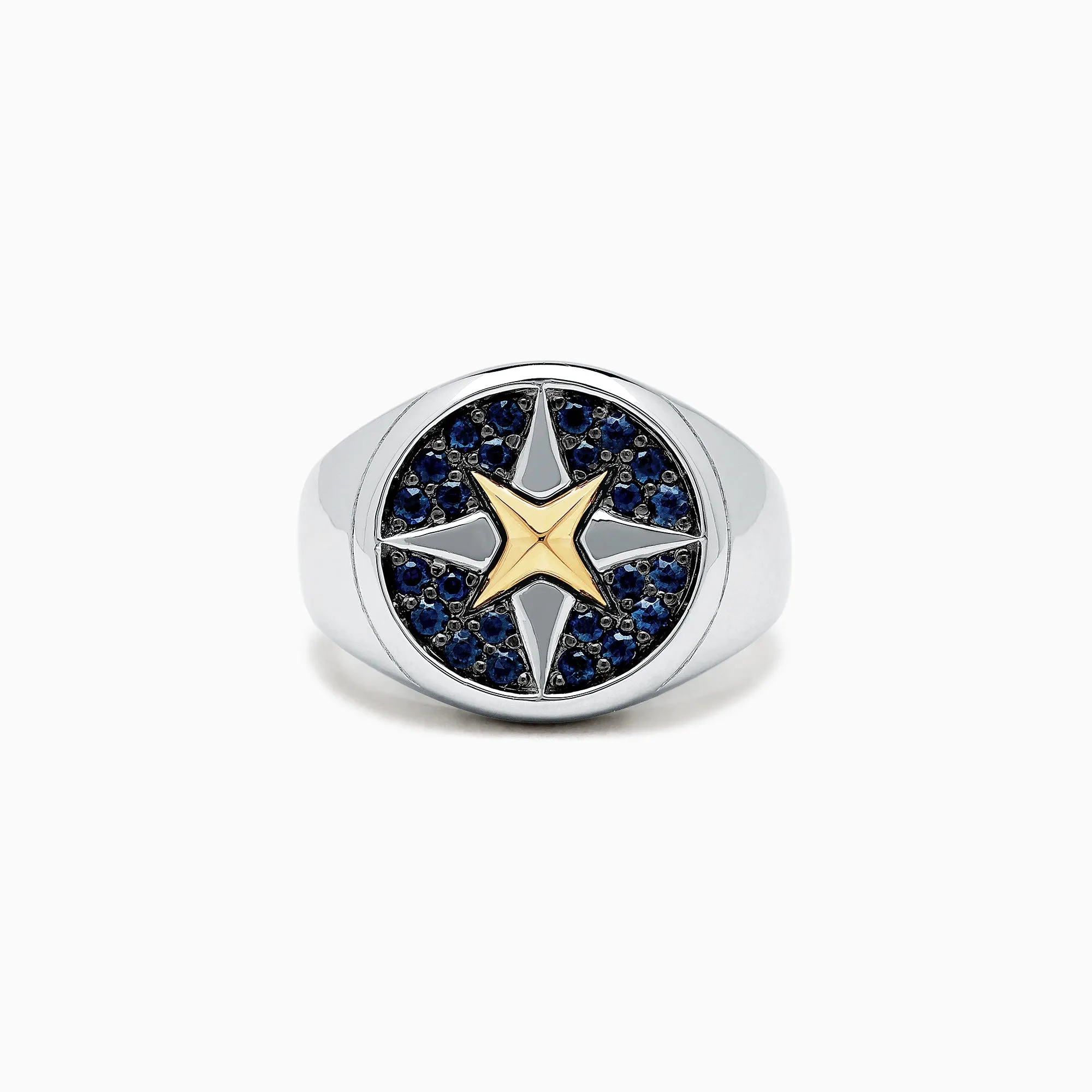 Men's Sterling Silver and 18K Yellow Gold Blue Sapphire Ring, 0.75 TCW sold by Effy