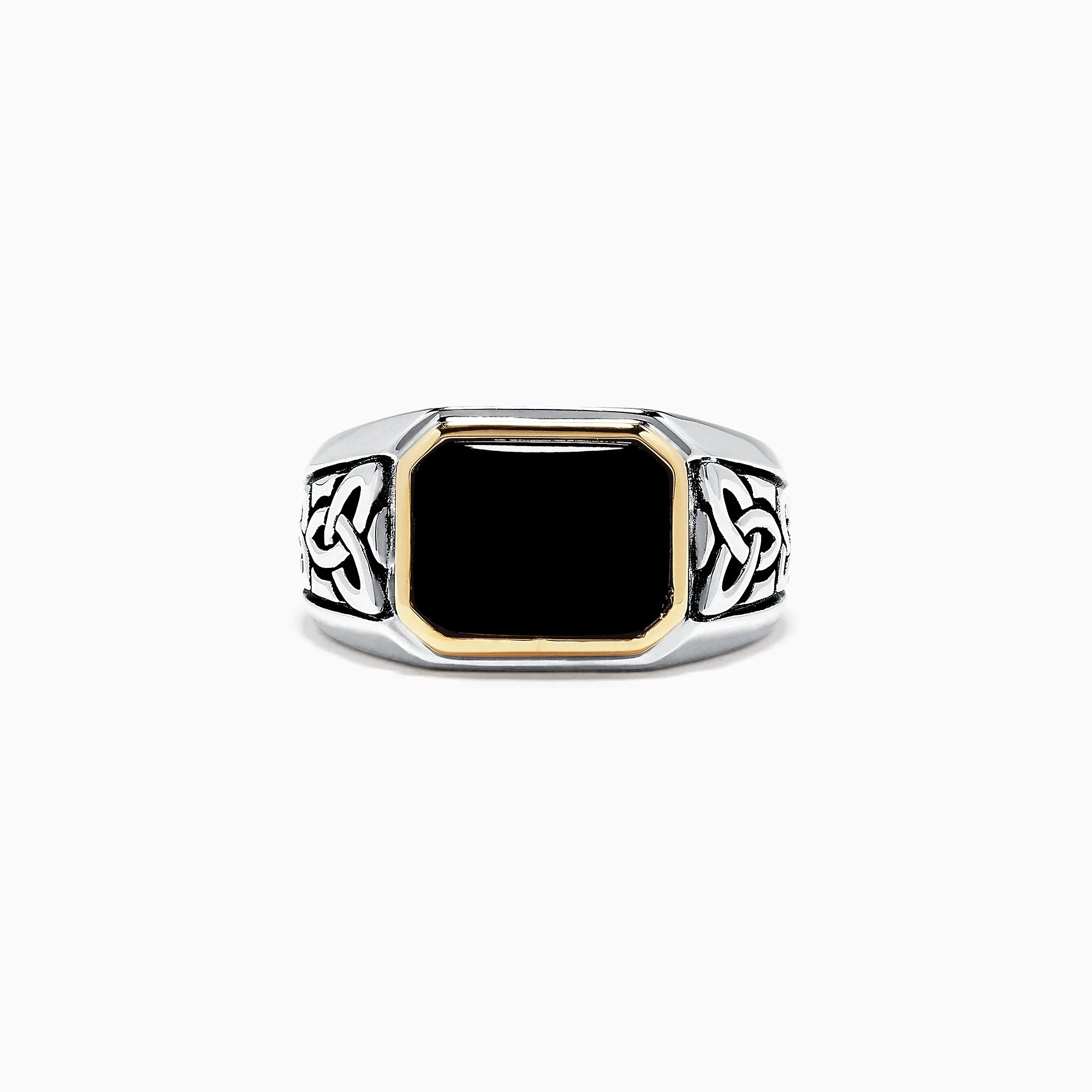Men's Sterling Silver and 14K Yellow Gold Onyx Ring, 3.40 TCW sold by Effy