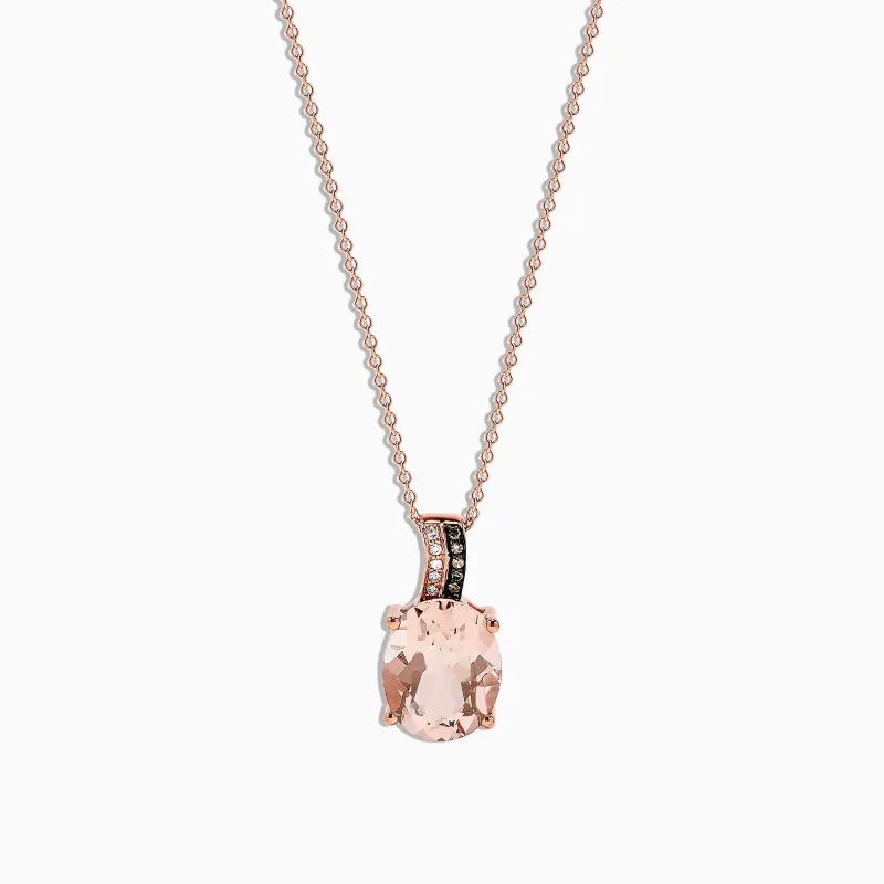14K Rose Gold Morganite and Diamond Pendant, 3.13 sold by Effy