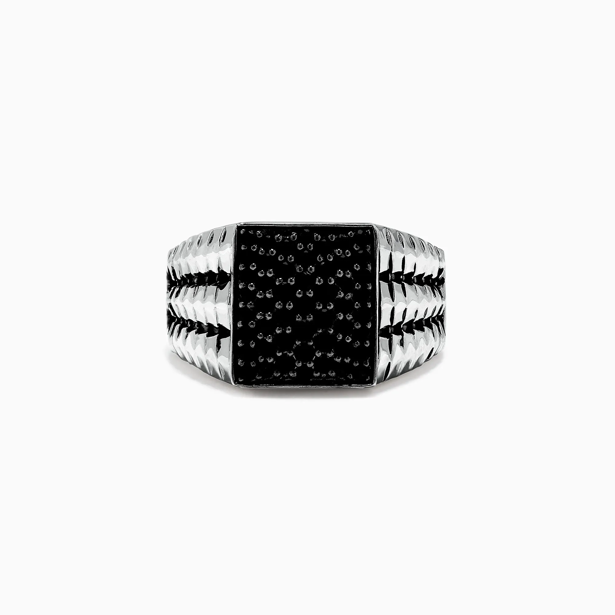 Men's Sterling Silver Round Black Sapphire Ring, 1.15 TCW sold by Effy