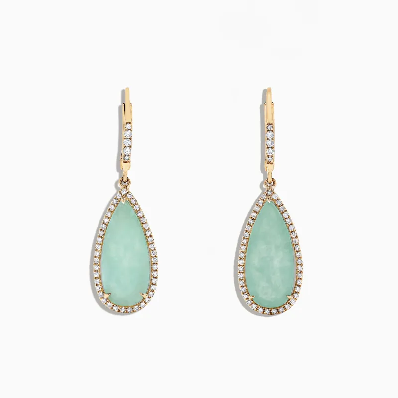 14K Yellow Gold Jade and Diamond Earrings, 8.09 TCW sold by Effy