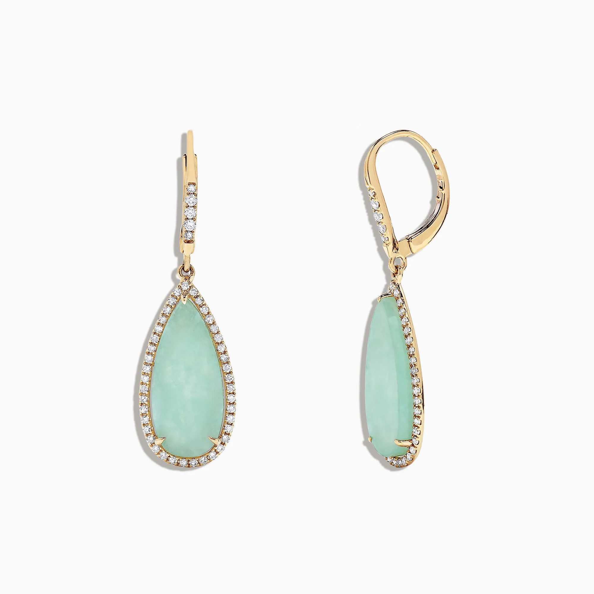14K Yellow Gold Jade and Diamond Earrings, 8.09 TCW sold by Effy product image thumbnail 2