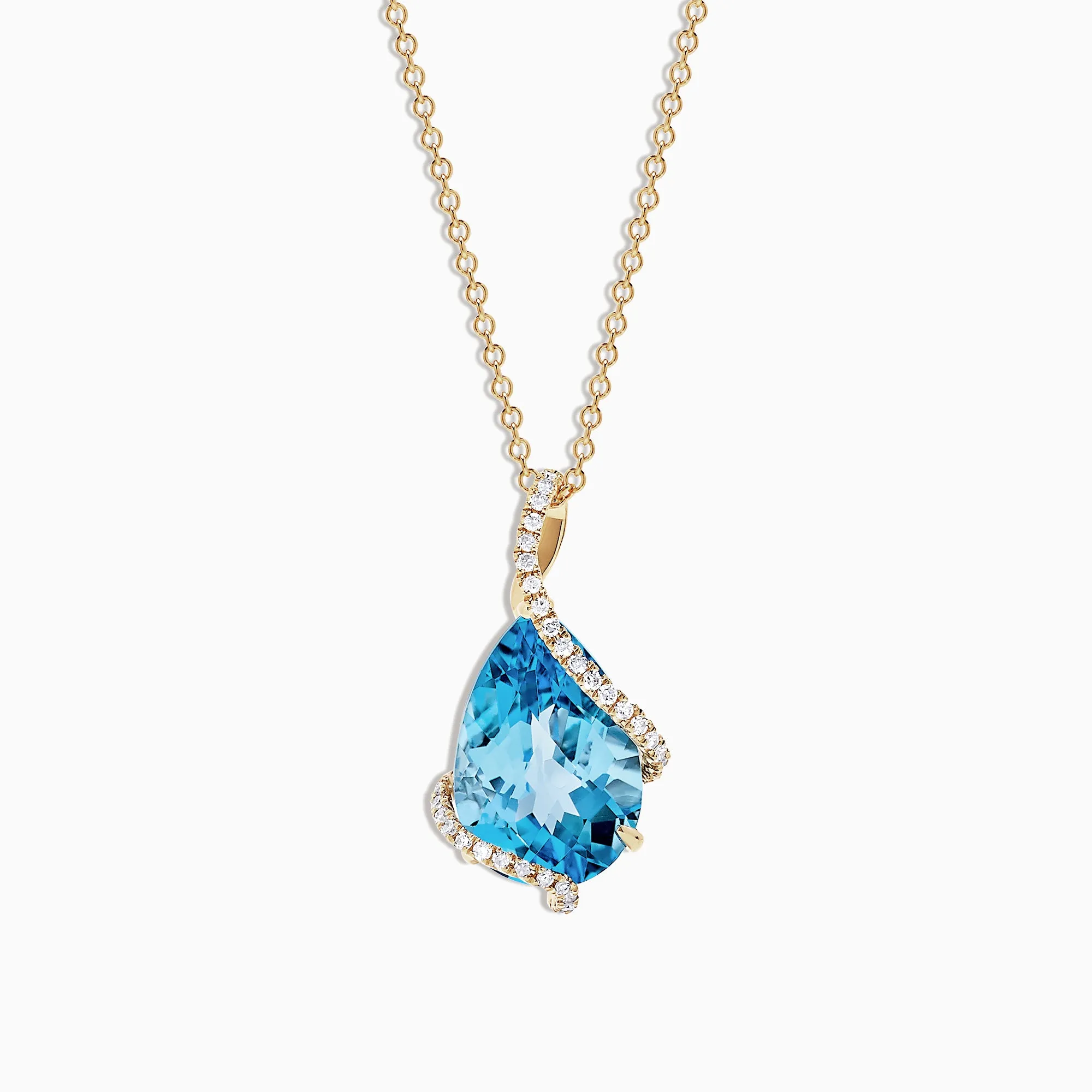 Ocean Bleu 14K Yellow Gold Blue Topaz and Diamond Pendant, 6.09 TCW sold by Effy