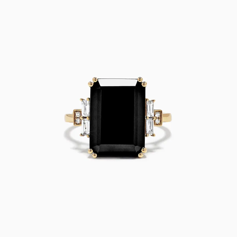 Eclipse 14K Yellow Gold Onyx and Diamond Ring, 6.73 TCW sold by Effy