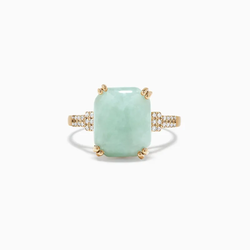 14K Yellow Gold Jade and Diamond Ring, 6.81 TCW sold by Effy