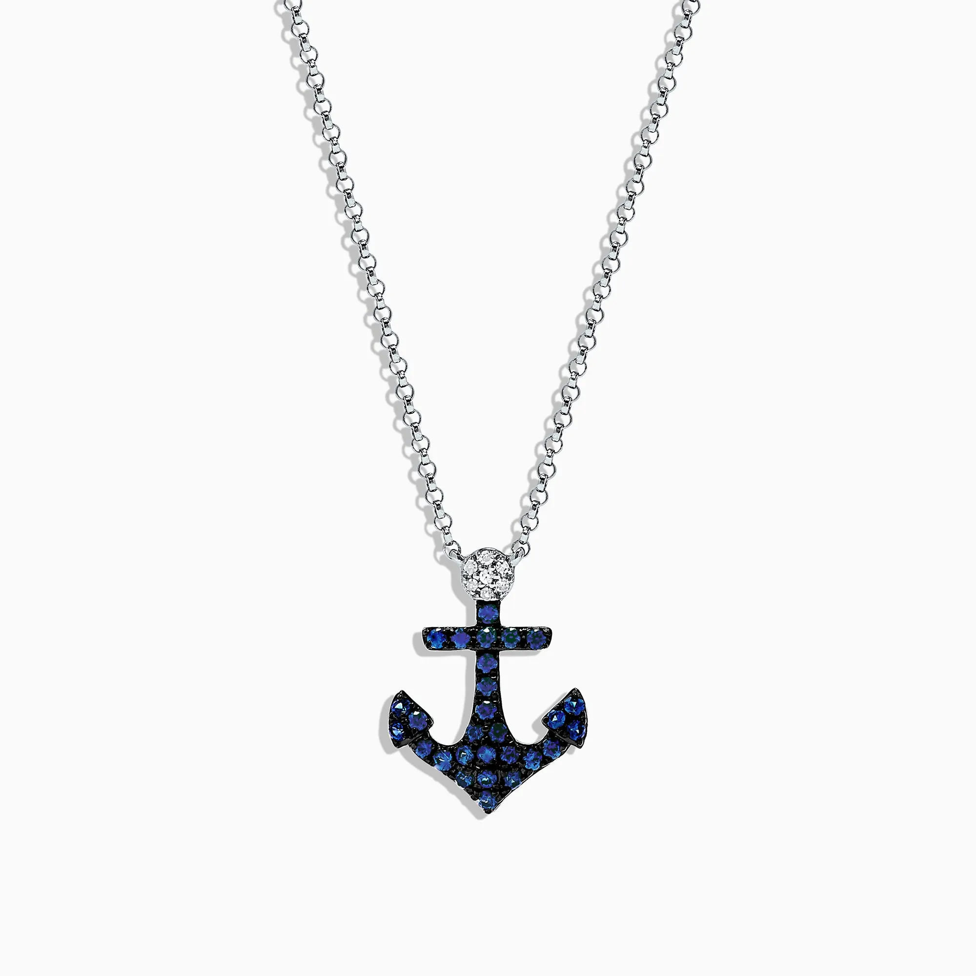 Seaside 14K White Gold Sapphire and Diamond Anchor Pendant, 0.29 TCW sold by Effy