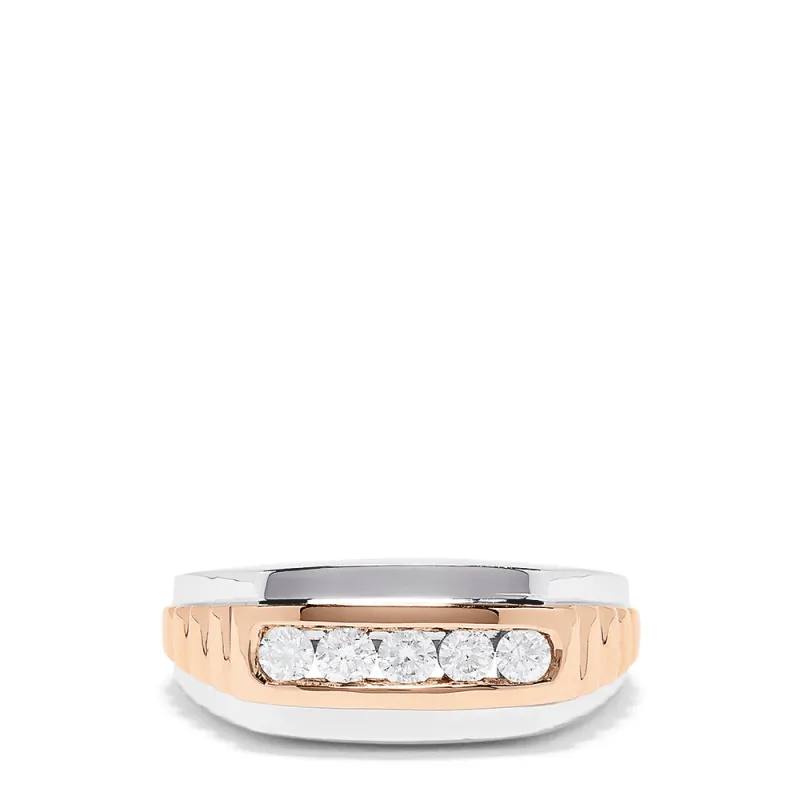 Men's 14K White and Rose Gold Diamond Ring, 0.49 TCW sold by Effy
