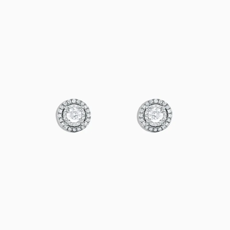 Pave Classica 14K White Gold Diamond Halo Stud Earrings, 0.35 TCW sold by Effy