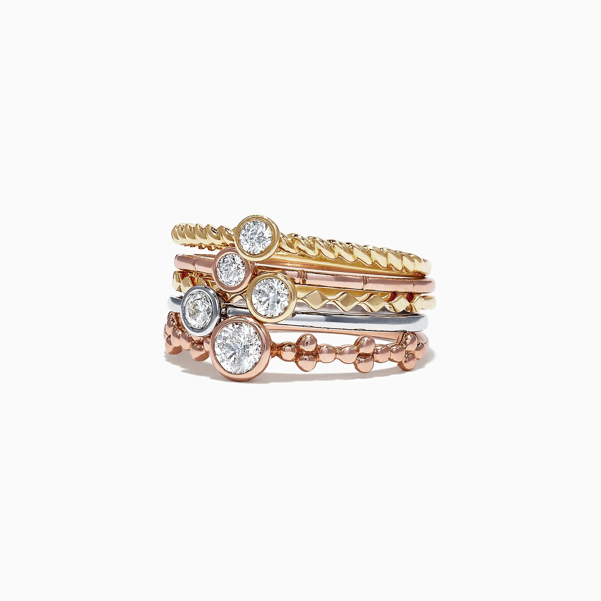 Trio 14K Tri Color Gold Diamond 5 Stack Ring, 0.61 TCW sold by Effy product image thumbnail 3