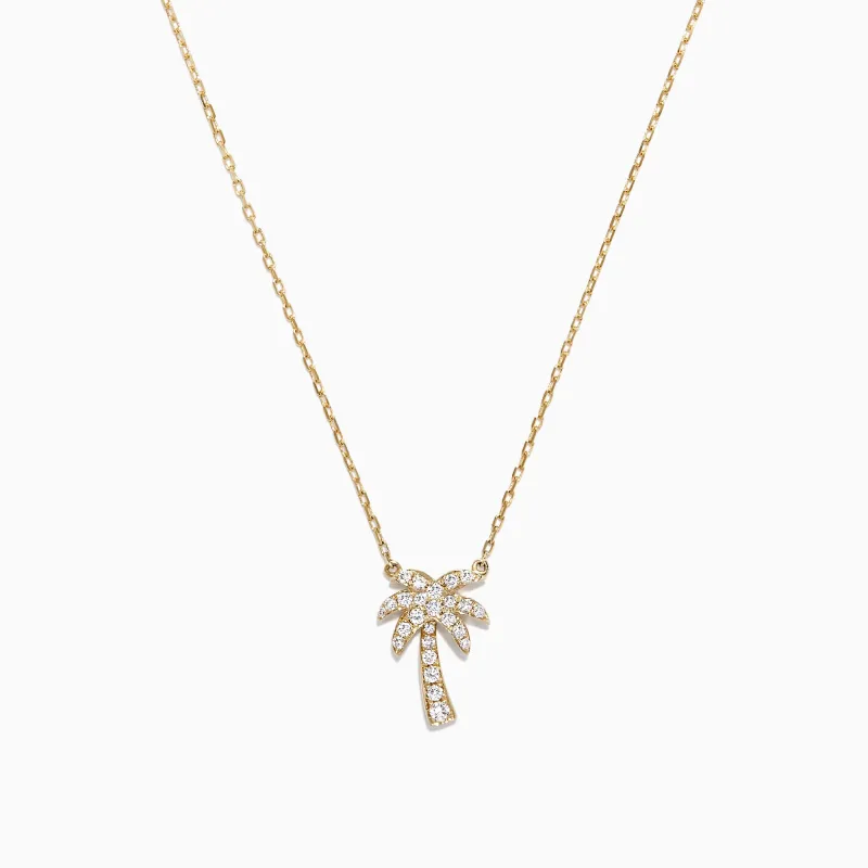 Novelty 14K Yellow Gold Diamond Palm Tree Necklace, 0.23 TCW sold by Effy