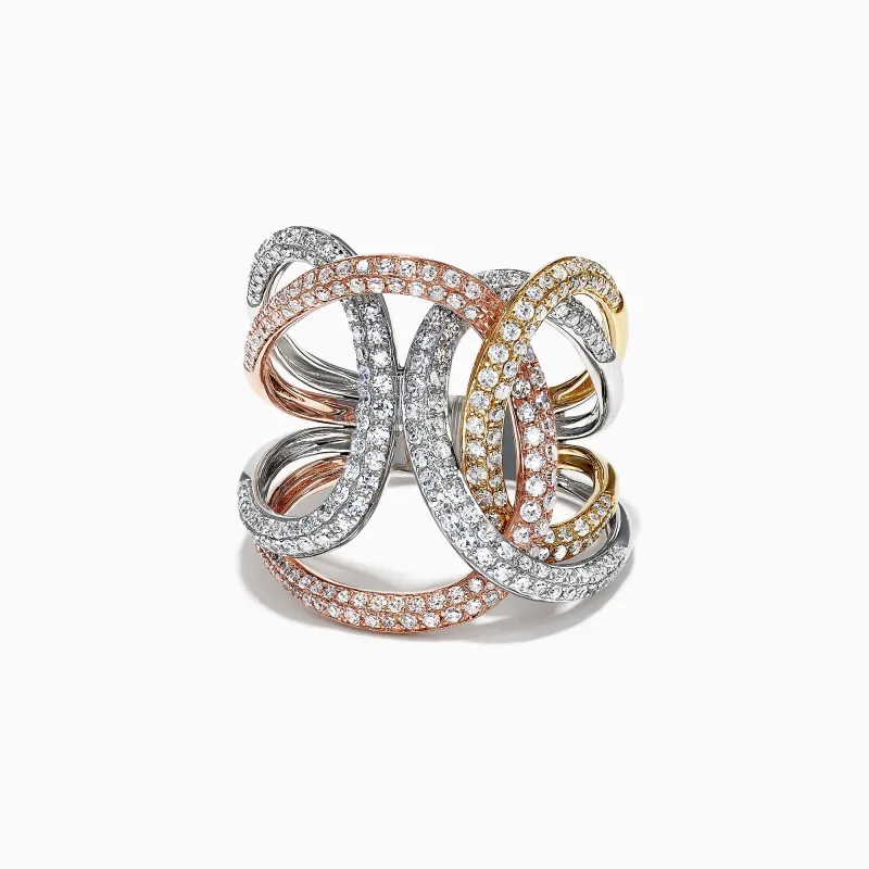 Trio 14K Tri Color Gold Diamond Ring, 1.33 TCW sold by Effy