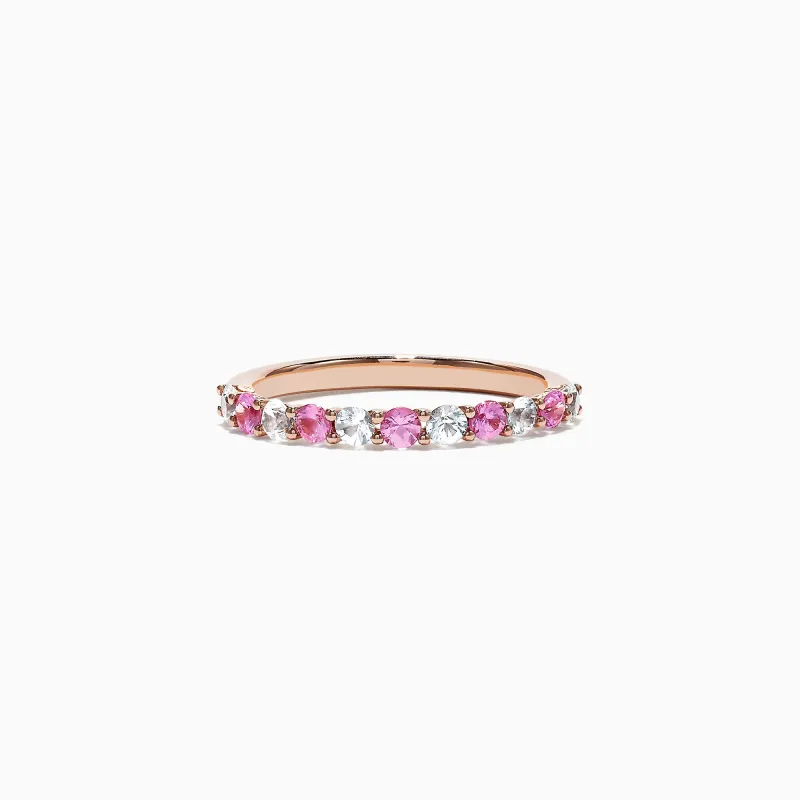 14K Rose Gold Pink and White Sapphire Band Ring, 0.94 TCW sold by Effy