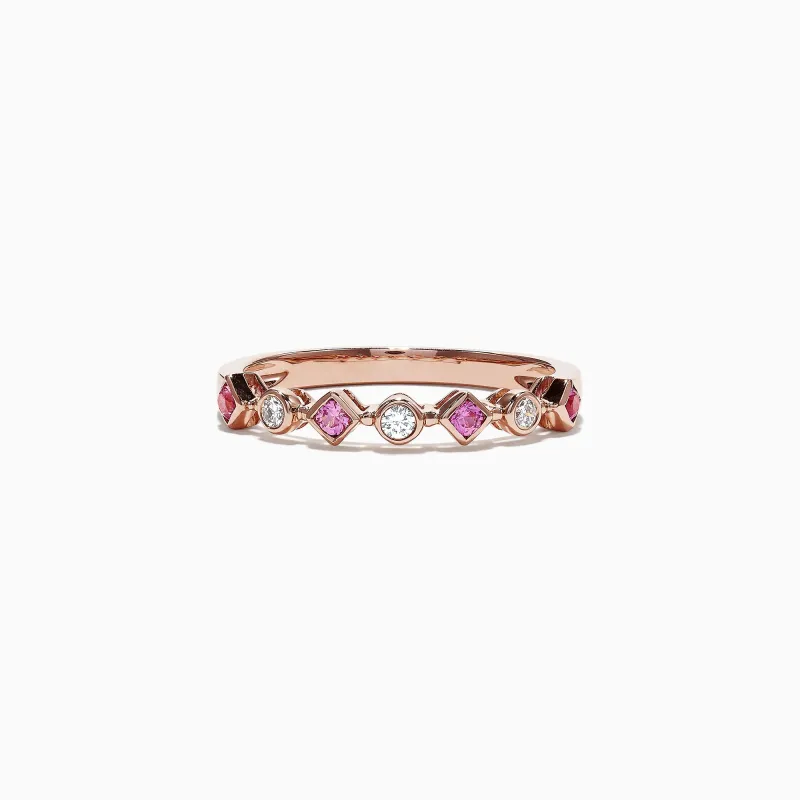 14K Rose Gold Pink Sapphire and Diamond Band Ring, 0.27 TCW sold by Effy