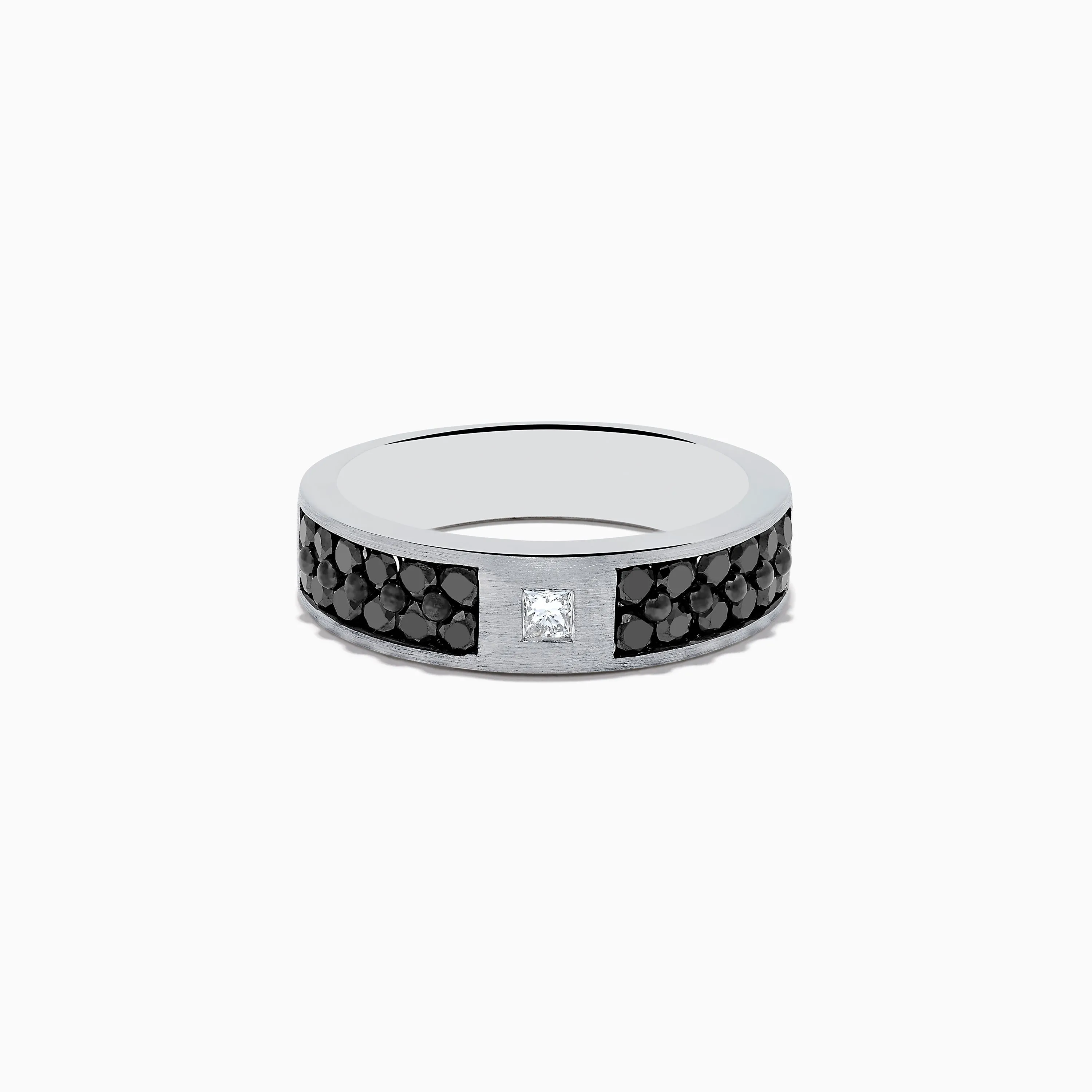 14K White Gold Men's Black and White Diamond Ring, 1.15 TCW sold by Effy
