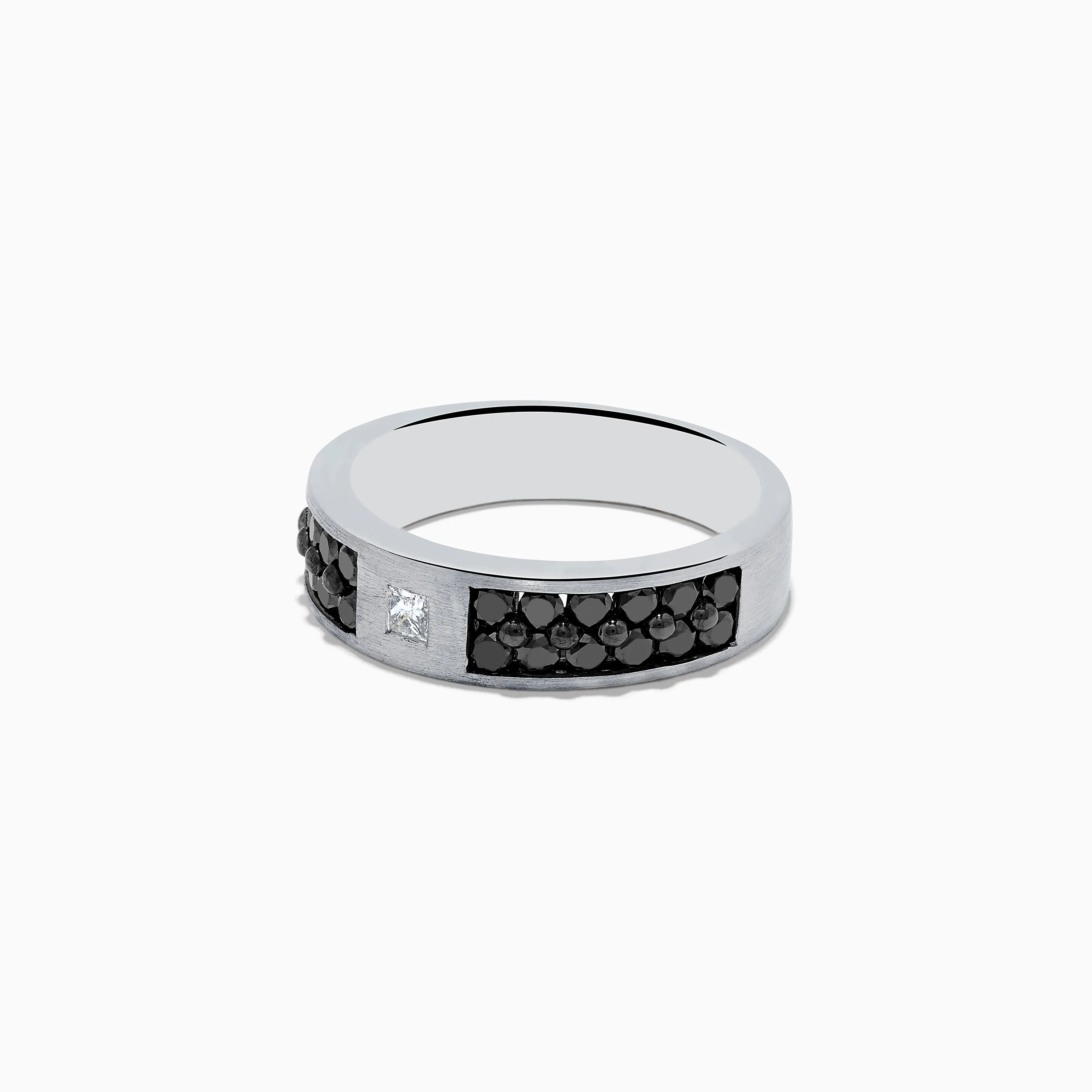 14K White Gold Men's Black and White Diamond Ring, 1.15 TCW sold by Effy product image thumbnail 2