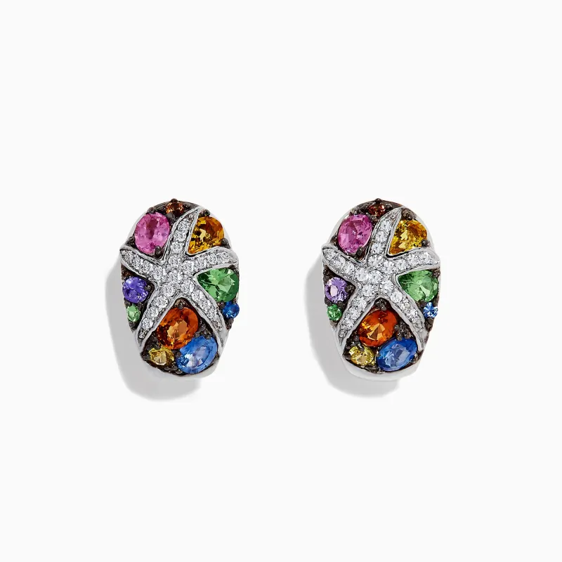 Watercolors 14K White Gold Multi Sapphire & Diamond Earrings, 3.01 TCW sold by Effy