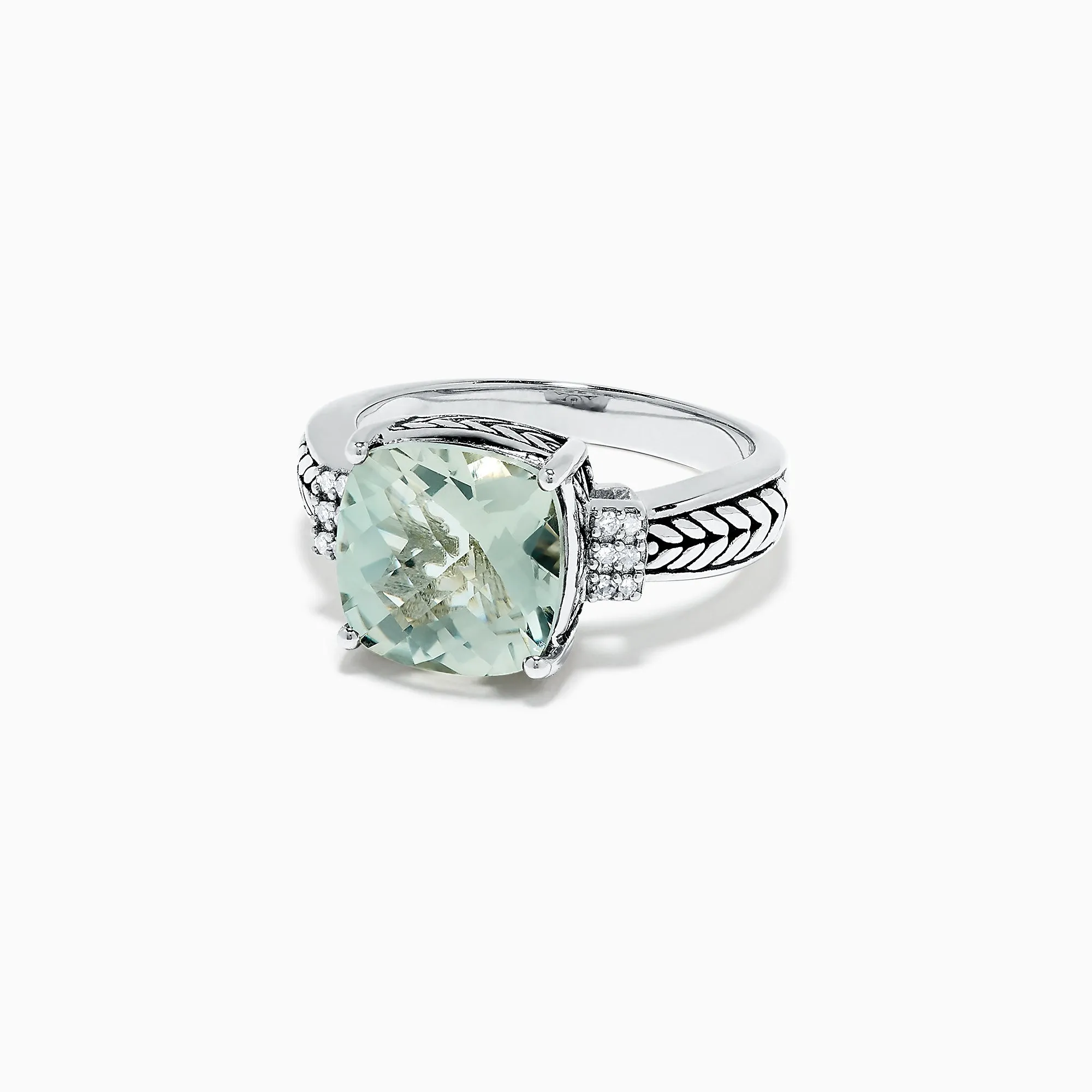 925 Sterling Silver Green Amethyst and Diamond Ring 4.06 TCW sold by Effy product image thumbnail 2