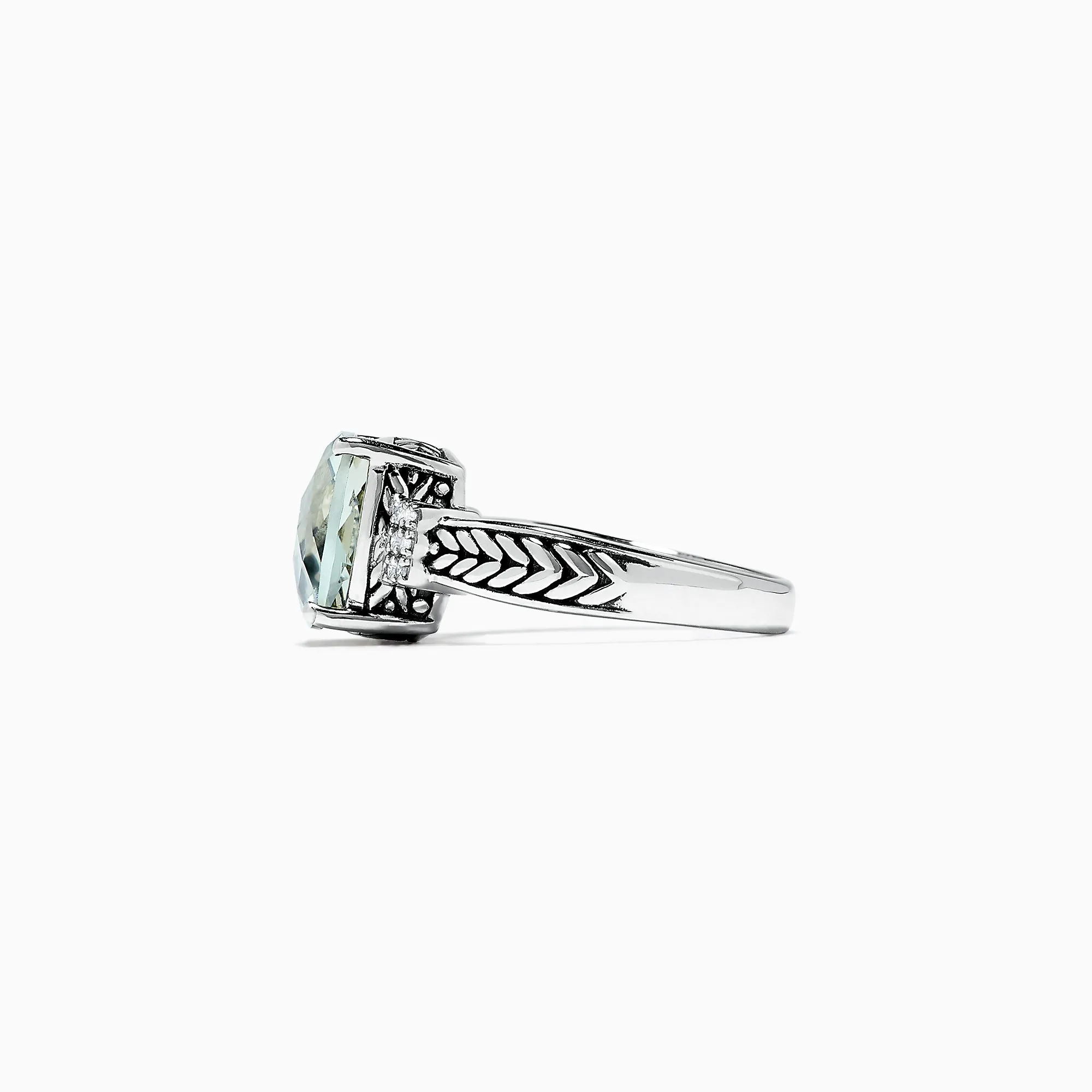 925 Sterling Silver Green Amethyst and Diamond Ring 4.06 TCW sold by Effy product image thumbnail 3