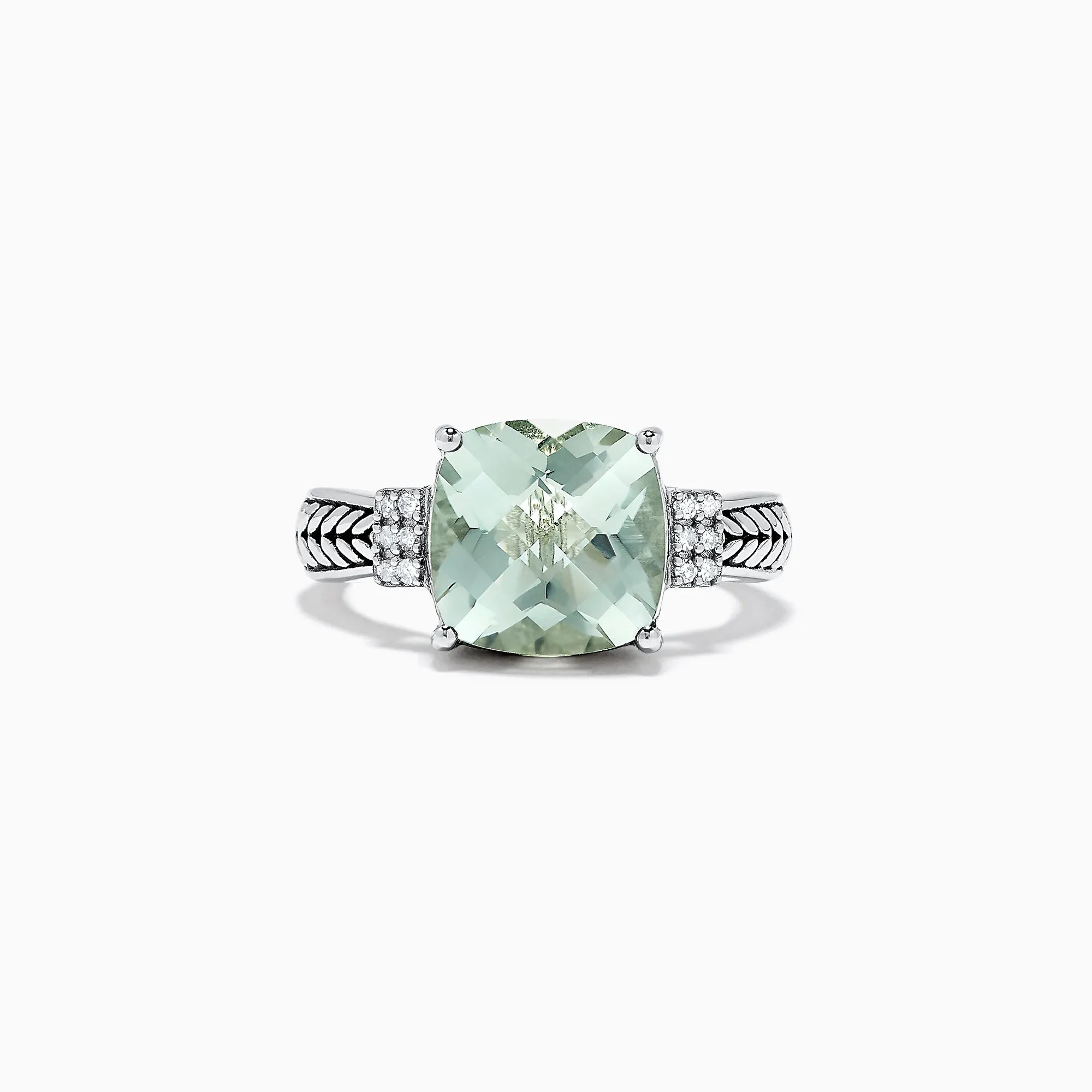925 Sterling Silver Green Amethyst and Diamond Ring 4.06 TCW sold by Effy