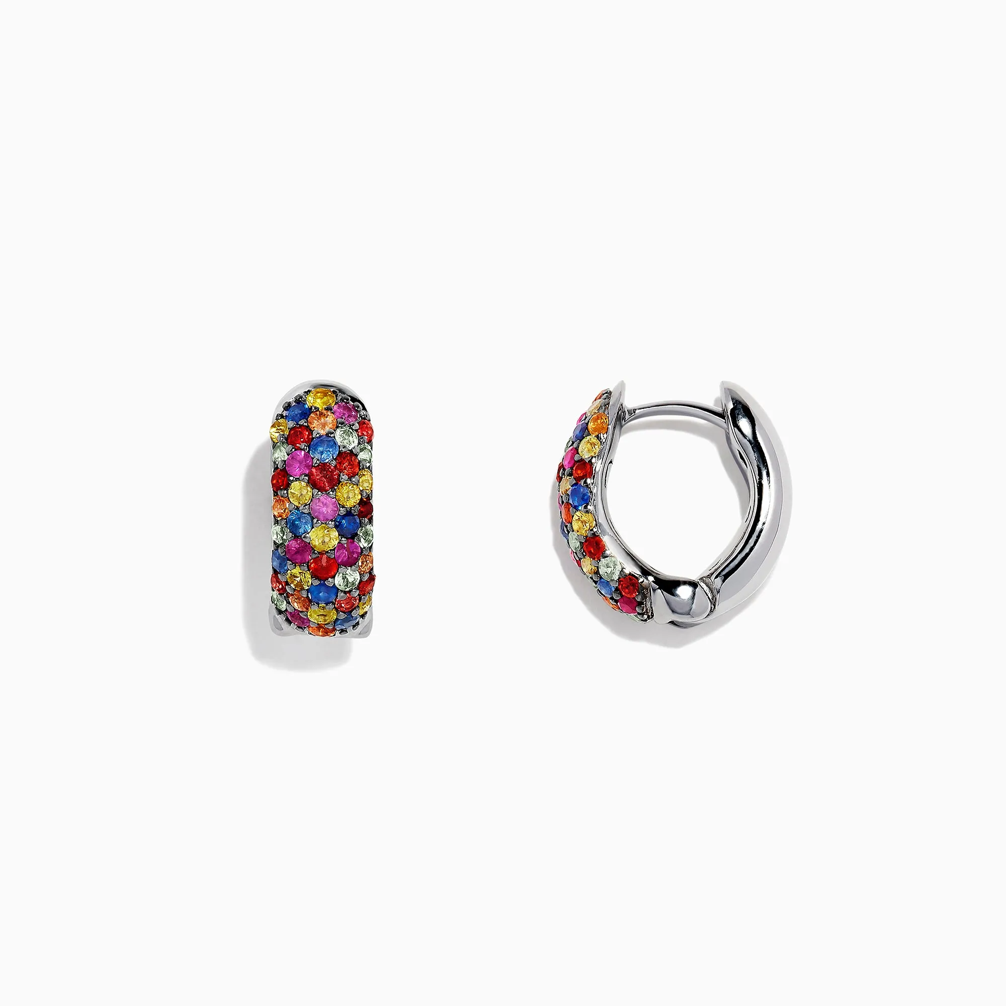 925 Sterling Silver Multi Sapphire Splash Hoop Earrings, 2.29 TCW sold by Effy product image thumbnail 2