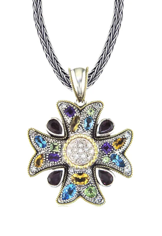 925 Multi Gemstone Cross Pendant , 5.50 TCW sold by Effy