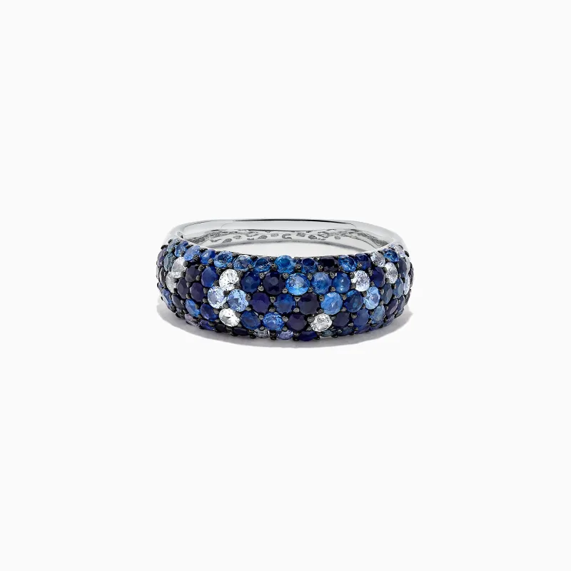 925 Sterling Silver Blue and White Sapphire Splash Ring, 2.42 TCW sold by Effy