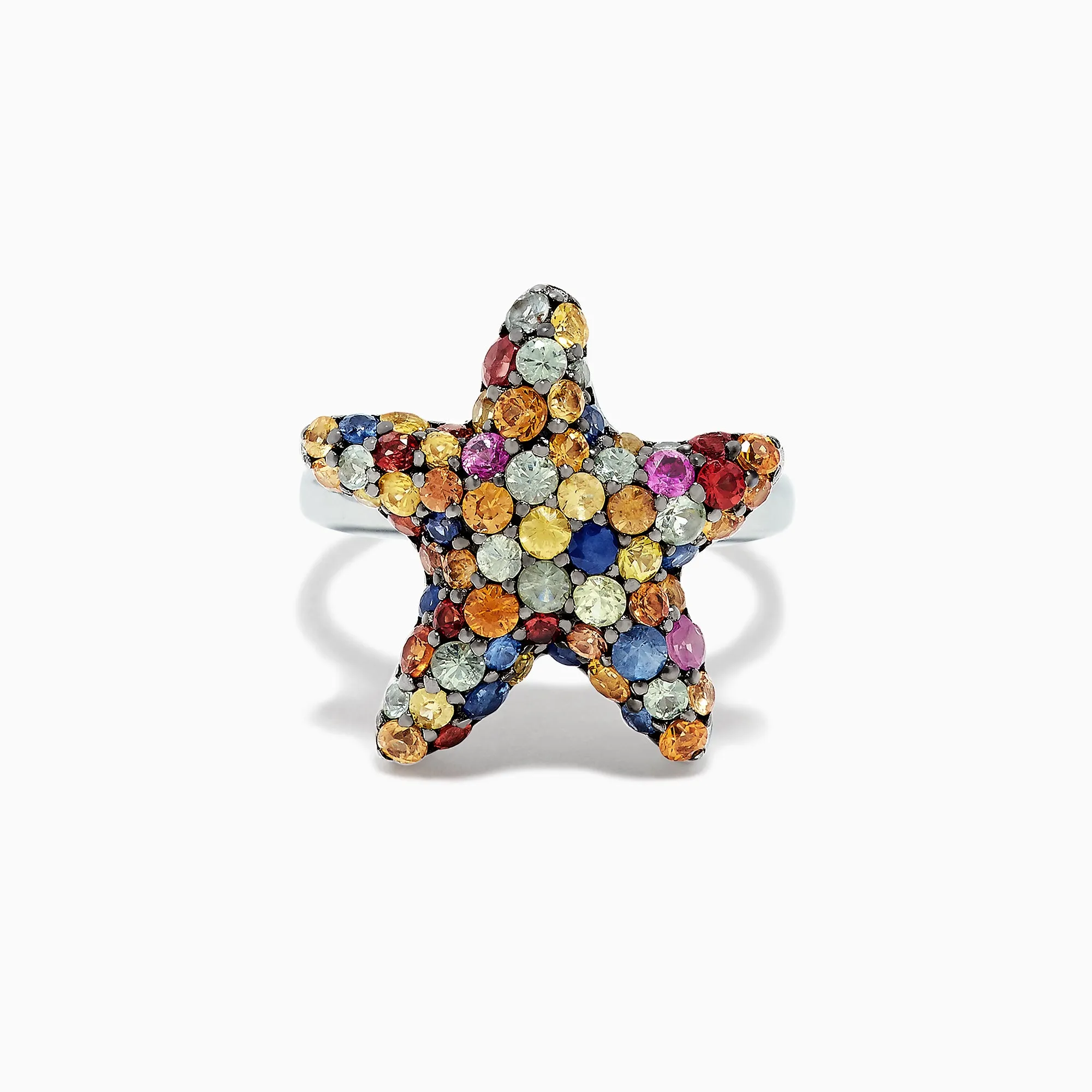 925 Sterling Silver Multi Sapphire Splash Starfish Ring, 2.90 TCW sold by Effy