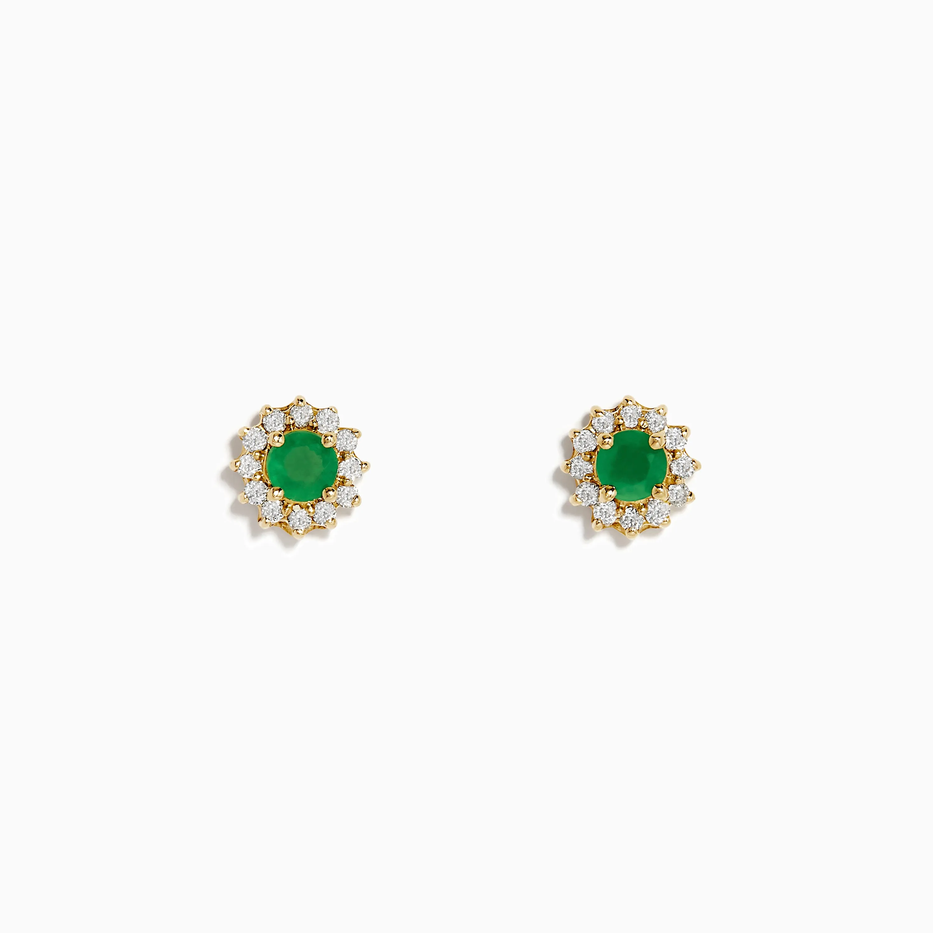 14K Yellow Gold Emerald and Diamond Stud Earrings, 0.72 TCW sold by Effy