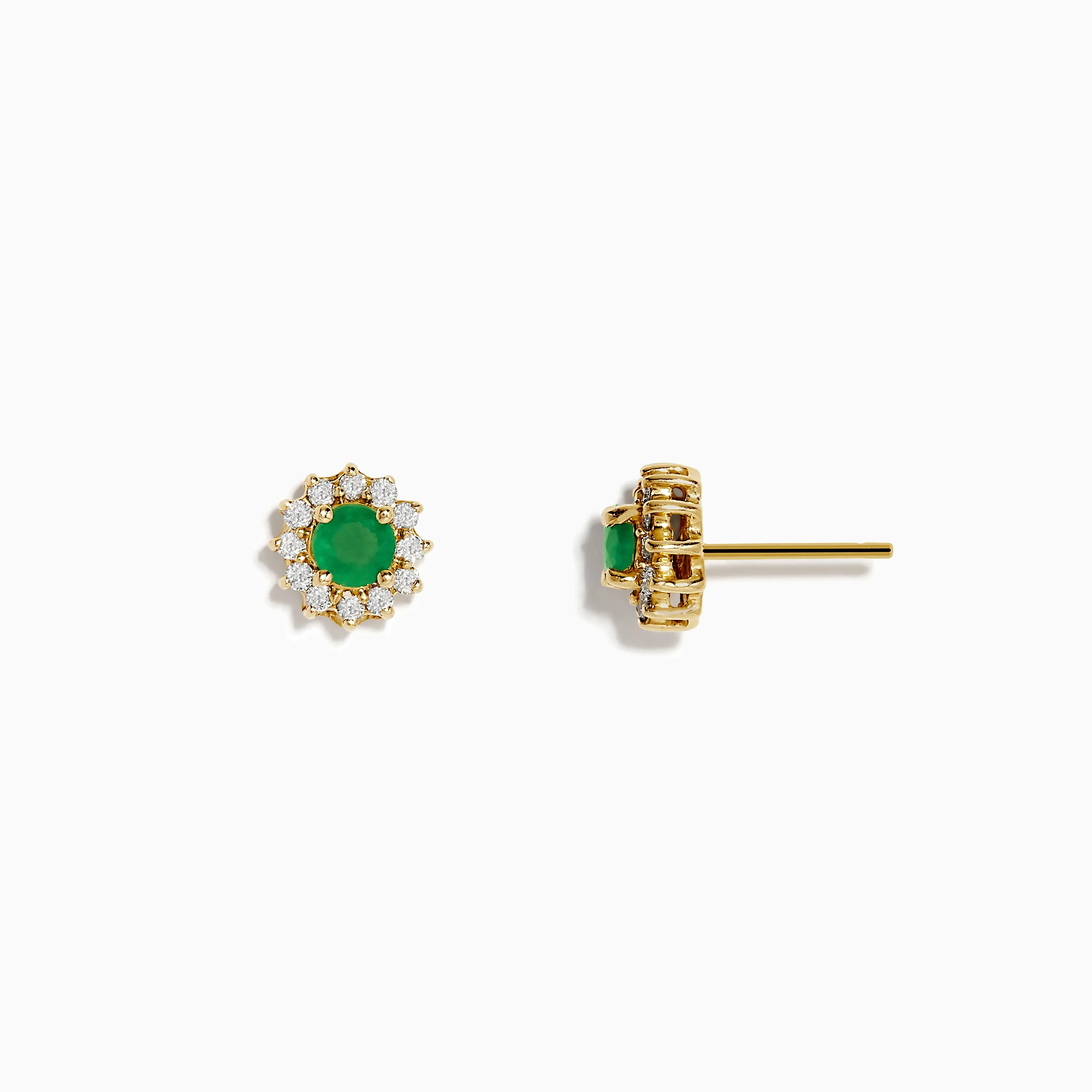 14K Yellow Gold Emerald and Diamond Stud Earrings, 0.72 TCW sold by Effy product image thumbnail 2