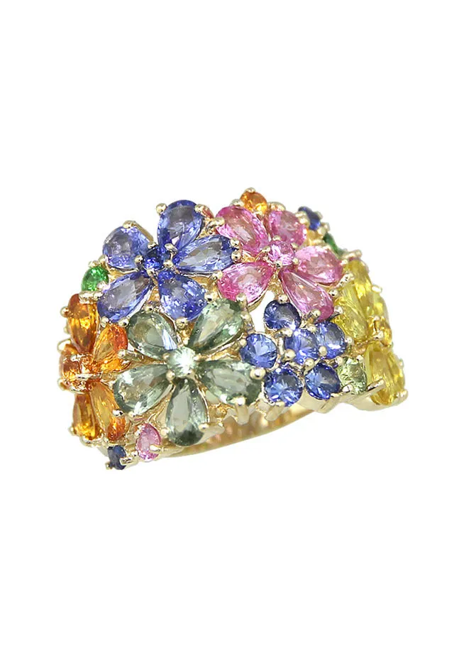 Watercolors 14K Yellow Gold Multi Sapphire Floral Ring, 9.07 TCW sold by Effy