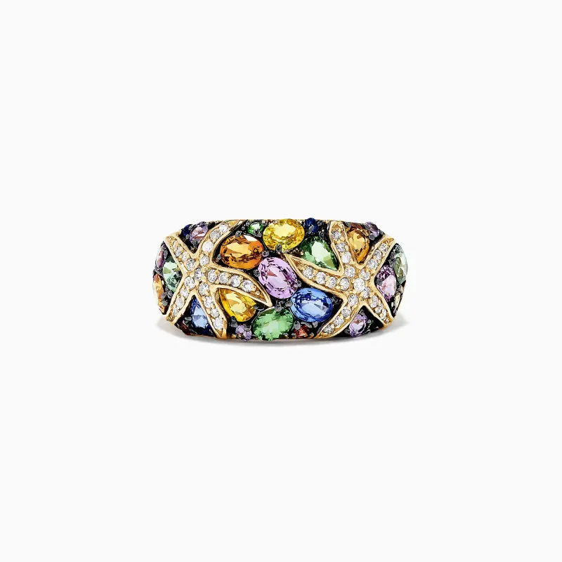 Watercolors 14K Yellow Gold Multi Sapphire and Diamond Ring, 3.75 TCW sold by Effy