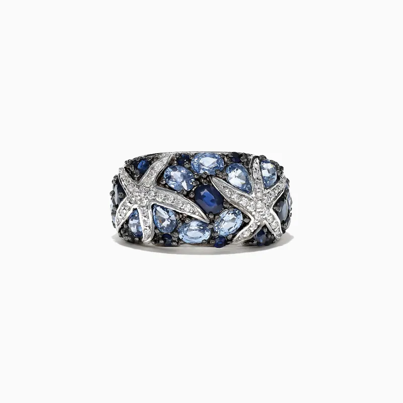 Seaside 14K White Gold Sapphire & Diamond Starfish Ring, 3.71 TCW sold by Effy